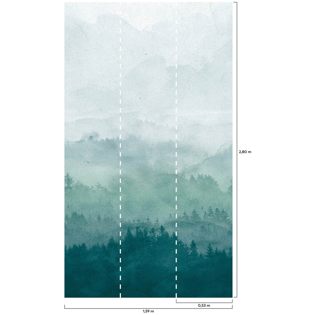 Bodenmeister Fototapete »Effekt Nebel Wald grün«