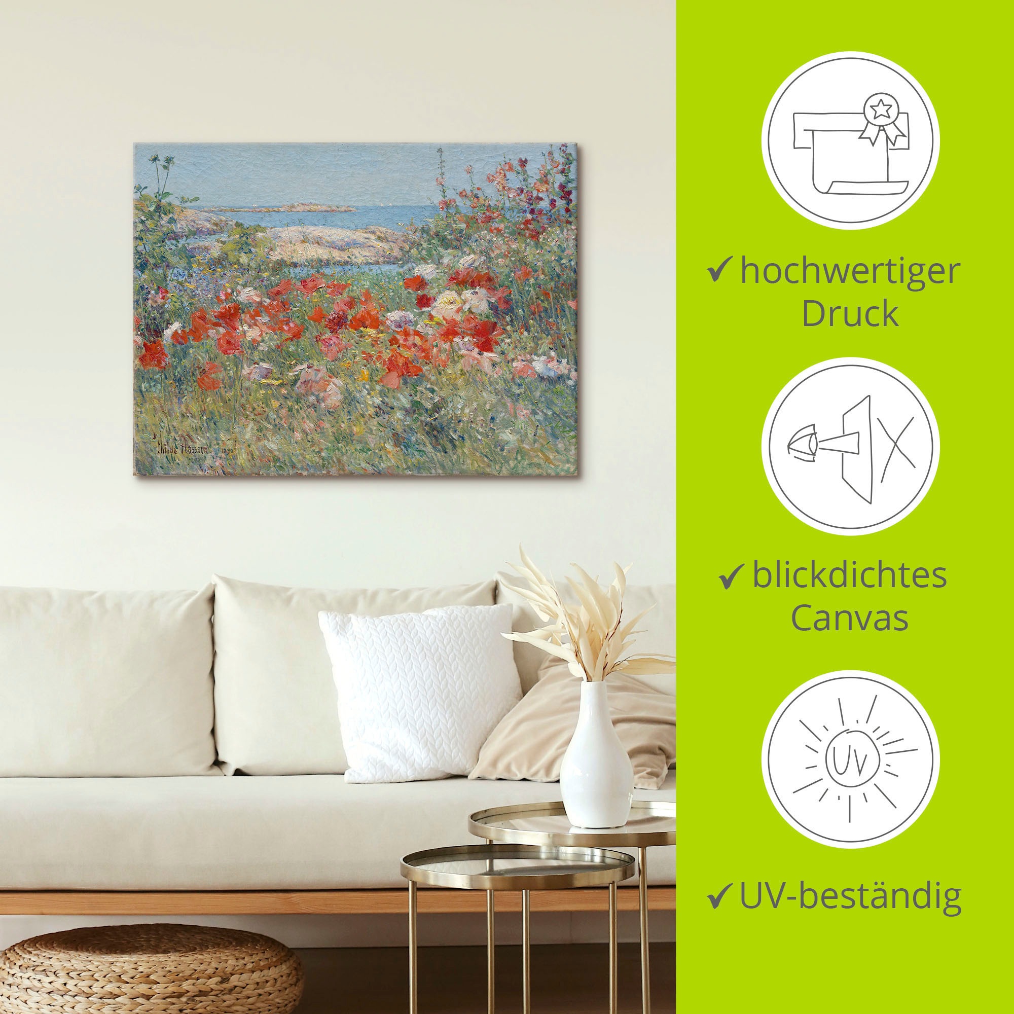Artland Wandbild »Celia Thaxters Garten 1890.«, Blumenwiese, (1 St.), als Leinwandbild, Poster, Wandaufkleber in verschied. Größen