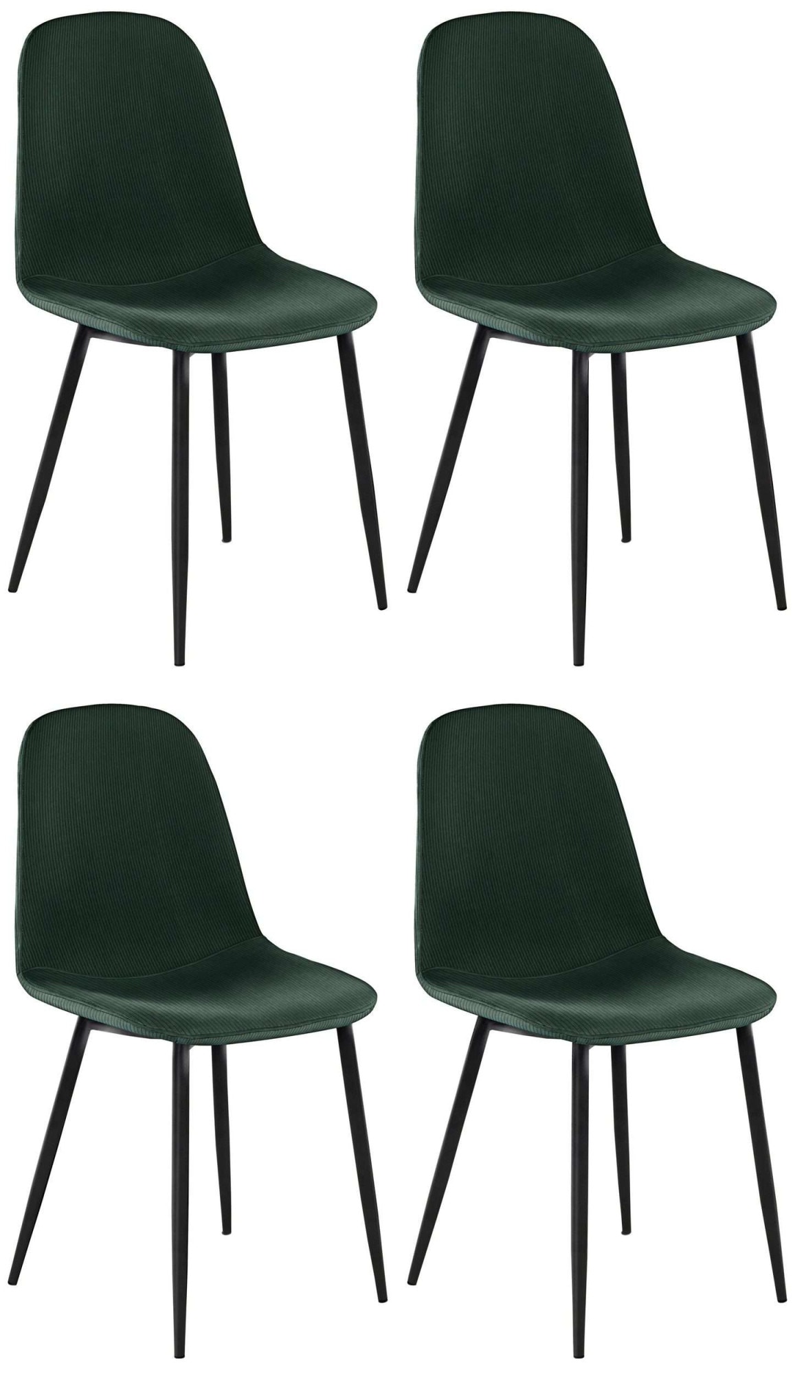 INOSIGN Essgruppe »Danny-Miller«, (Set, 5 tlg., Set 100 cm), Glastisch 100x100 cm mit 4 Stühlen in Cord, Gestell aus Metall