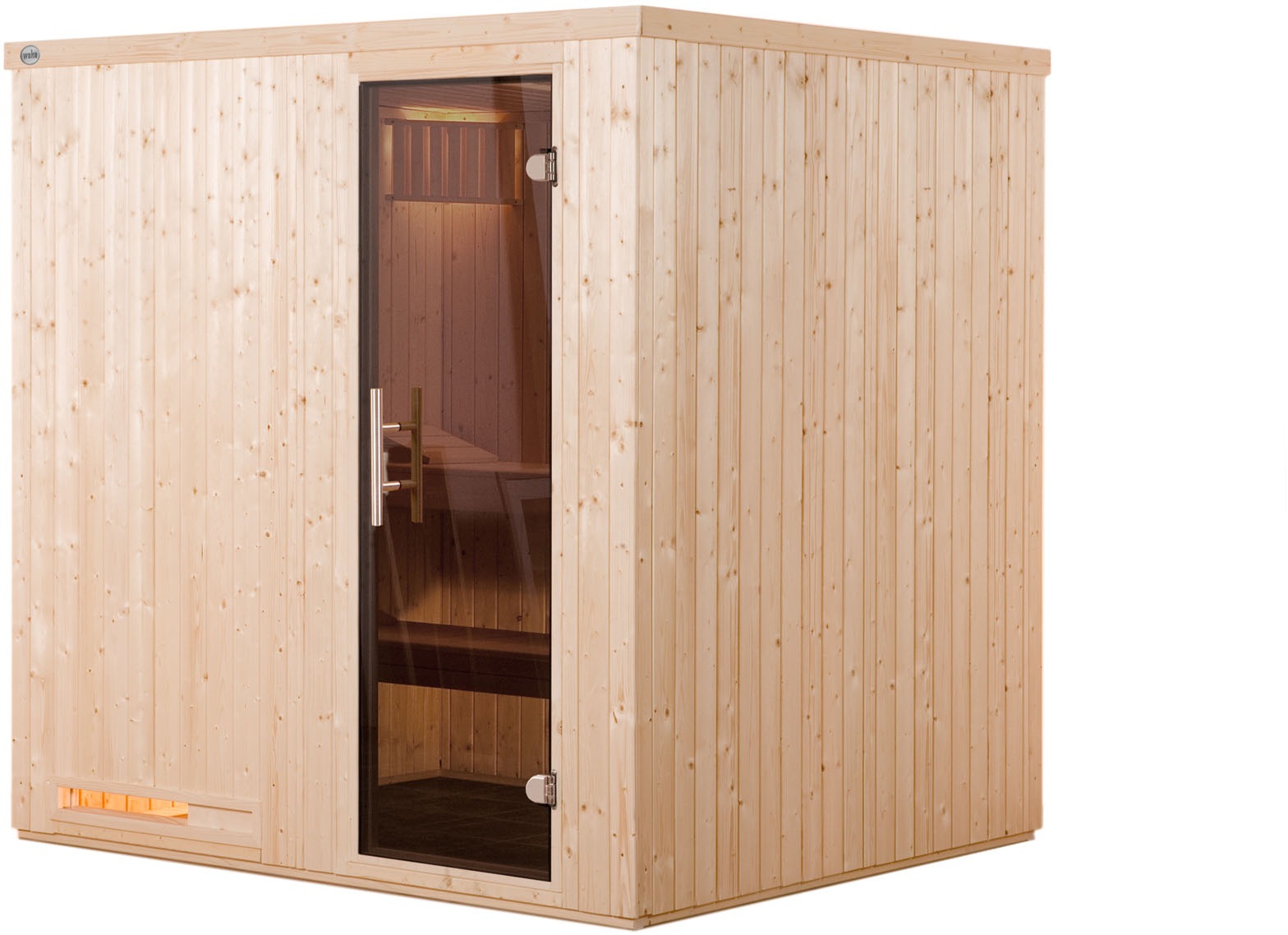 weka Sauna "Elementsauna HALMSTAD 2", vorgefertigte Elemente, moderne Ganzglastür