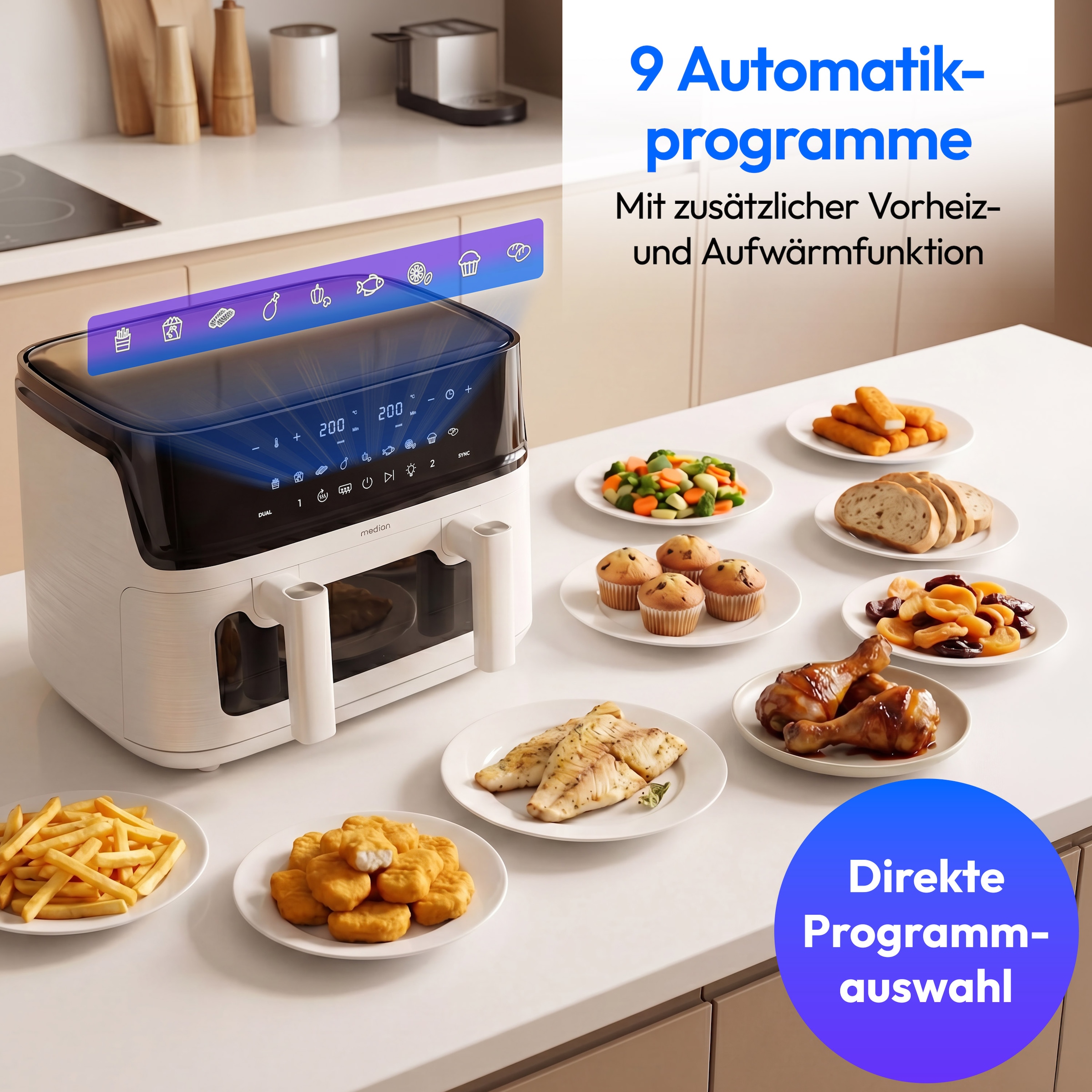 Medion® Heißluftfritteuse »MD 100057« 3040 W Volumen (gesamt): 10,8 L