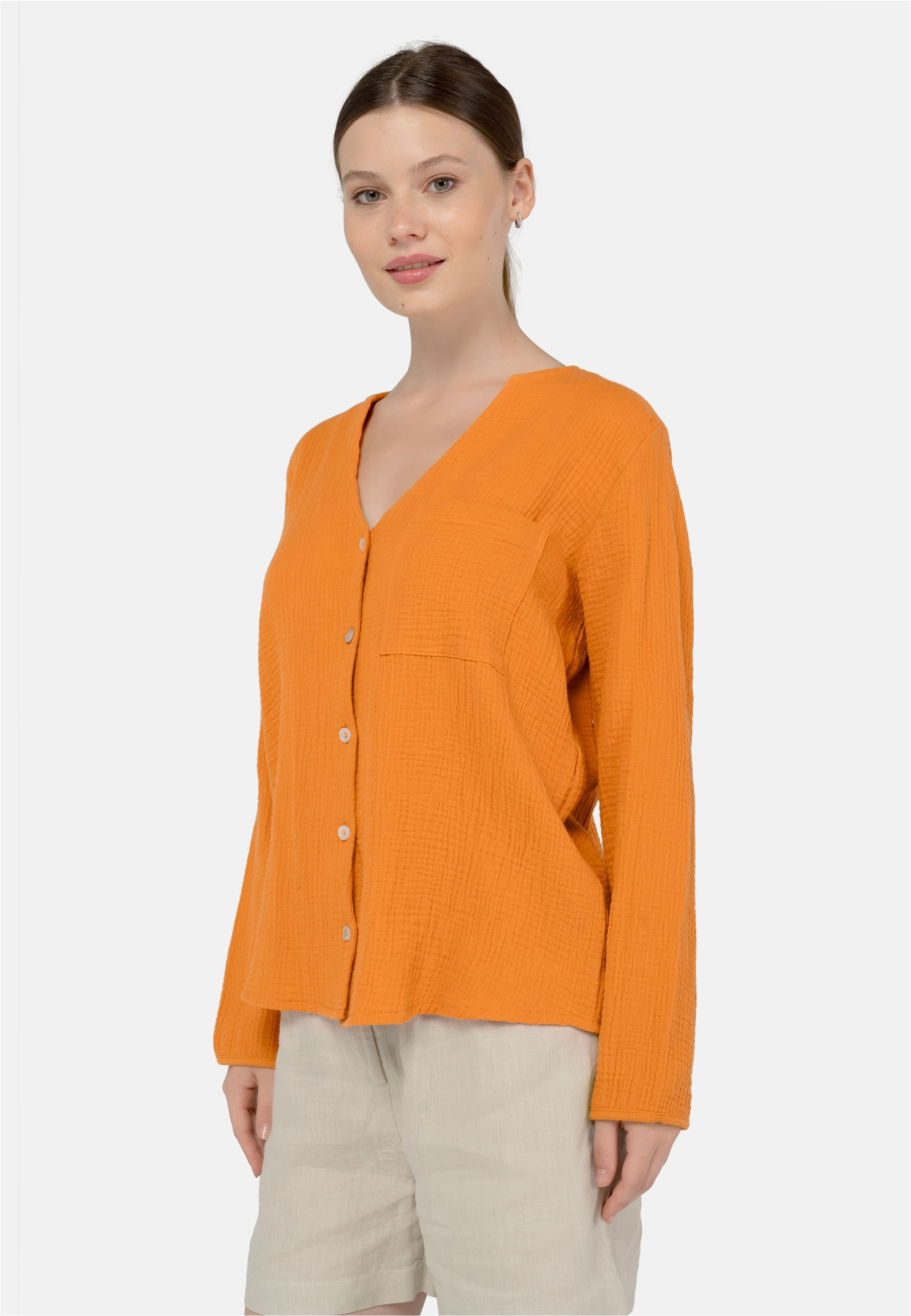 freshlions Klassische Bluse "Bailey" 1 Stk. mit stylischem V-Ausschnitt günstig online kaufen