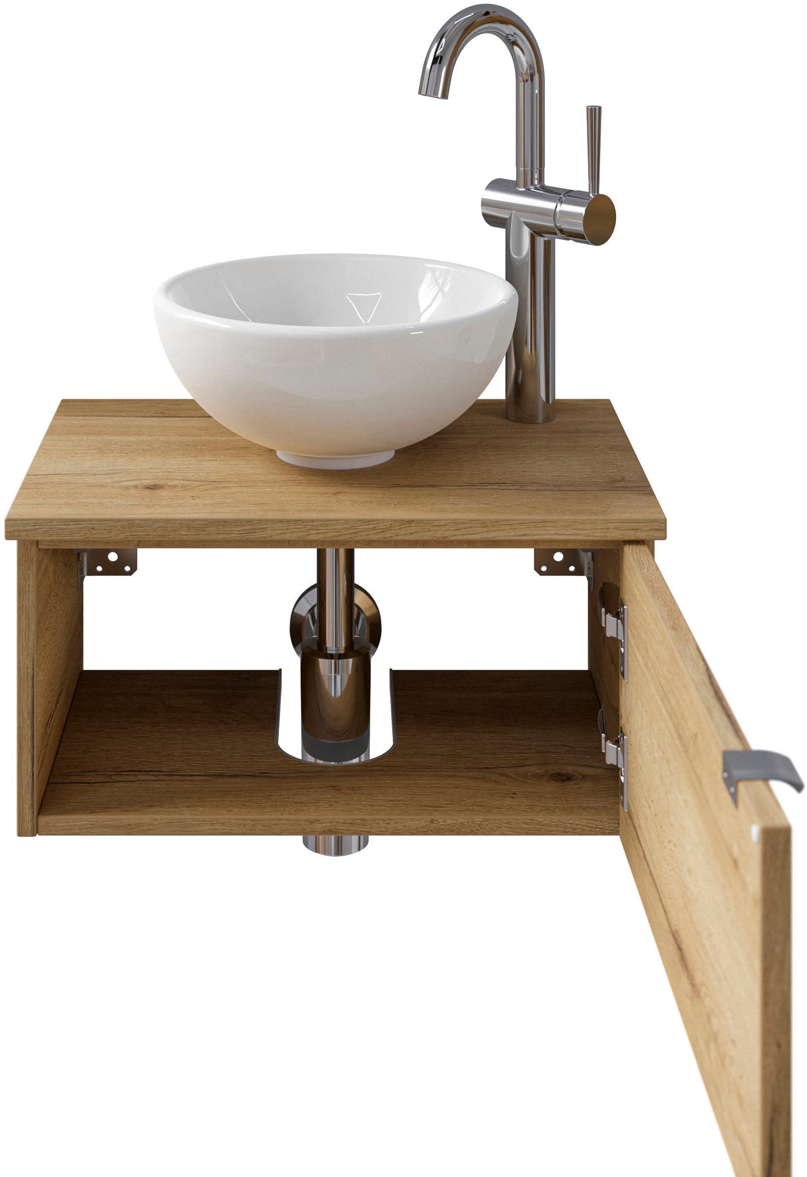 Saphir Waschtisch »Serie 6915 Waschschale mit Unterschrank für Gästebad, Gäste WC«, 51 cm breit, 1 Tür, Waschtischplatte, kleine Bäder, ohne Armatur