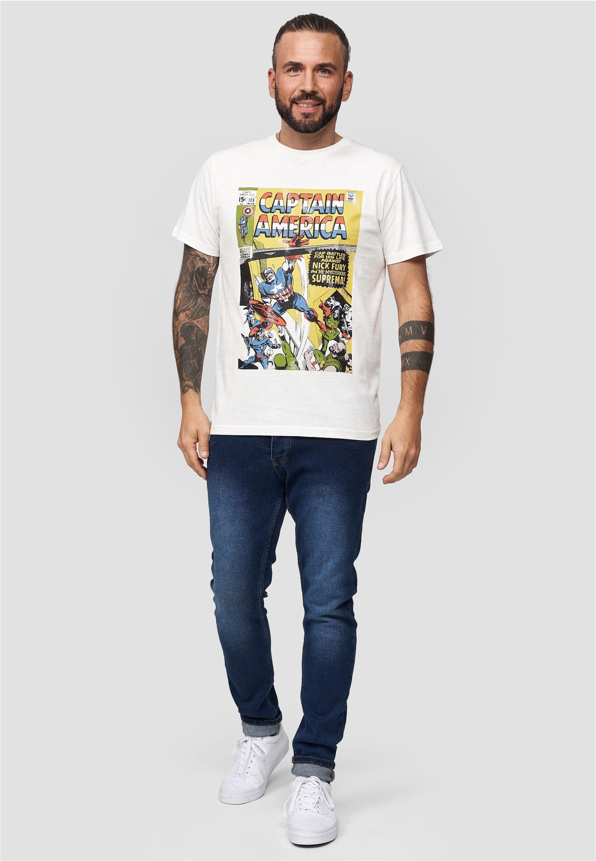 Recovered T-Shirt »Marvel Captain America Battles«, im lockeren Schnitt
