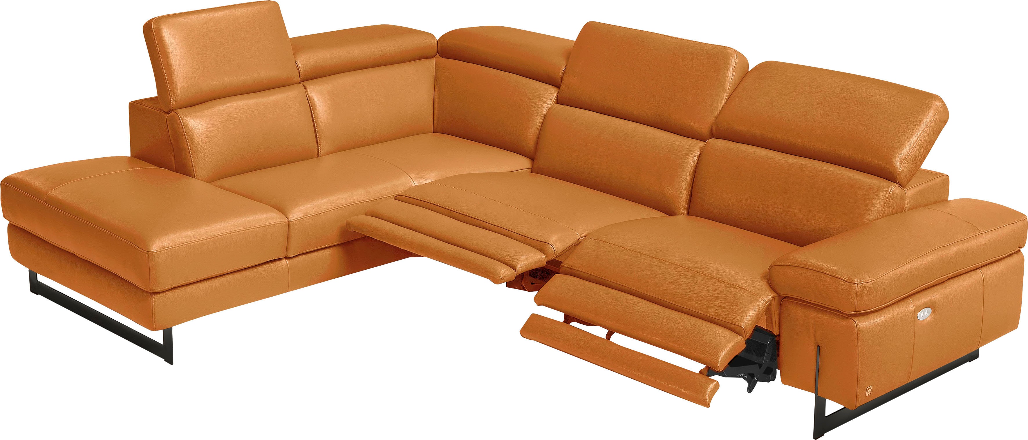 Egoitaliano Ecksofa "Candice, elegant, edel und bequem, erstklassiger Sitzkomfort, L-Form" inkl. 2 elektrischer Relaxfunktionen, Bedienung über Taste an Armlehne
