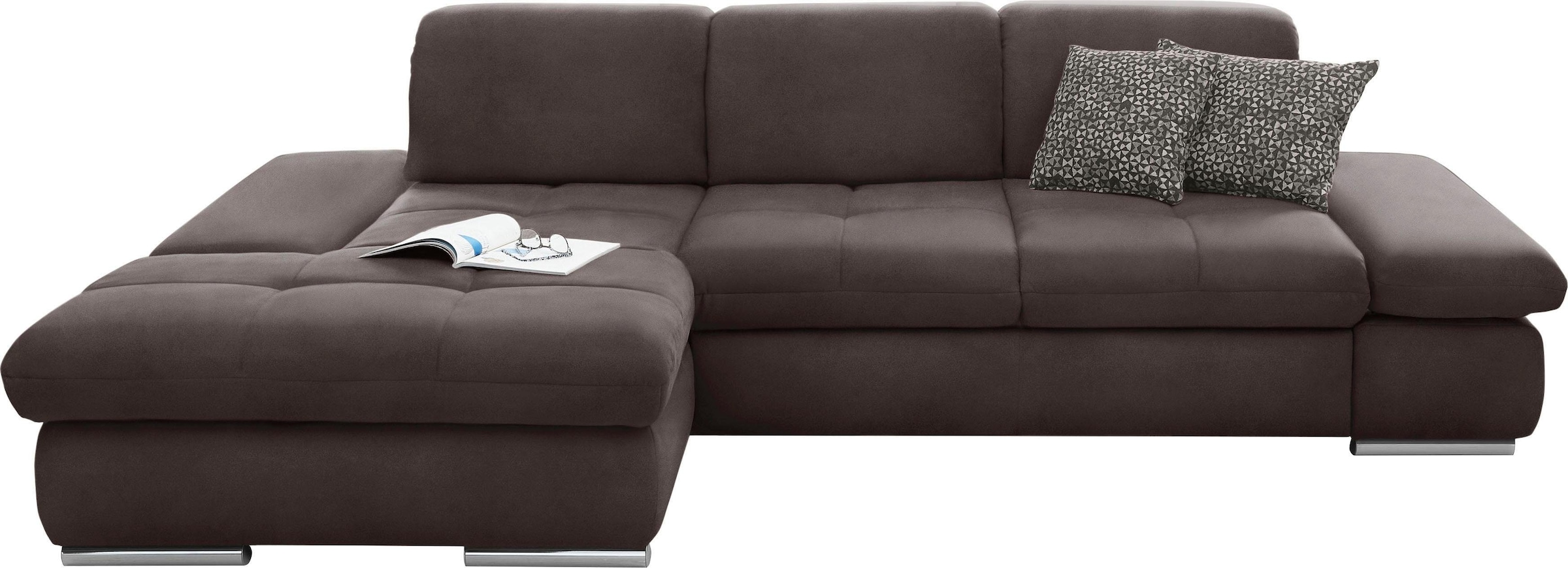set one by Musterring Ecksofa »SO4100 V«, mit verstellbaren Kopfteilen, wahlweise mit Funktionen, Cord-Bezug