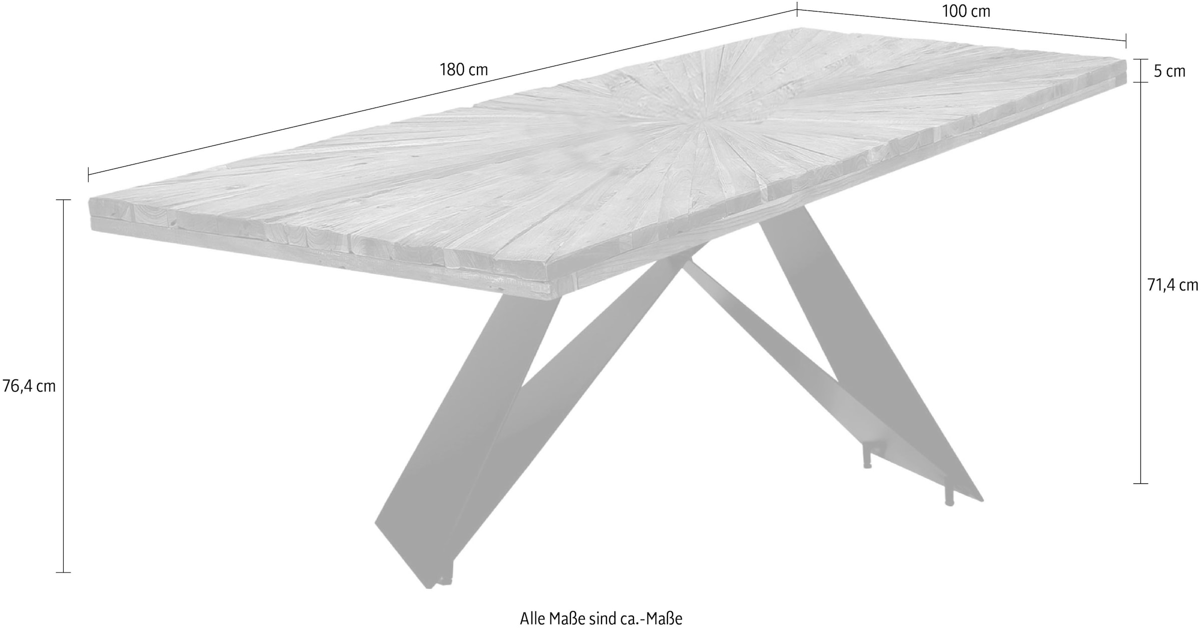 SIT Esstisch 1 Stk. tlg. Plattenstärke 5 cm massiv