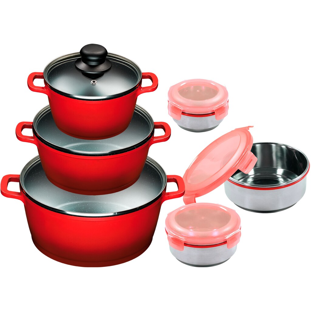 KING Topf-Set »ALUGUSS«, Aluminiumguss, (Set, 9 tlg., je 1 Kochtopf mit Deckel 16/20/24 cm)