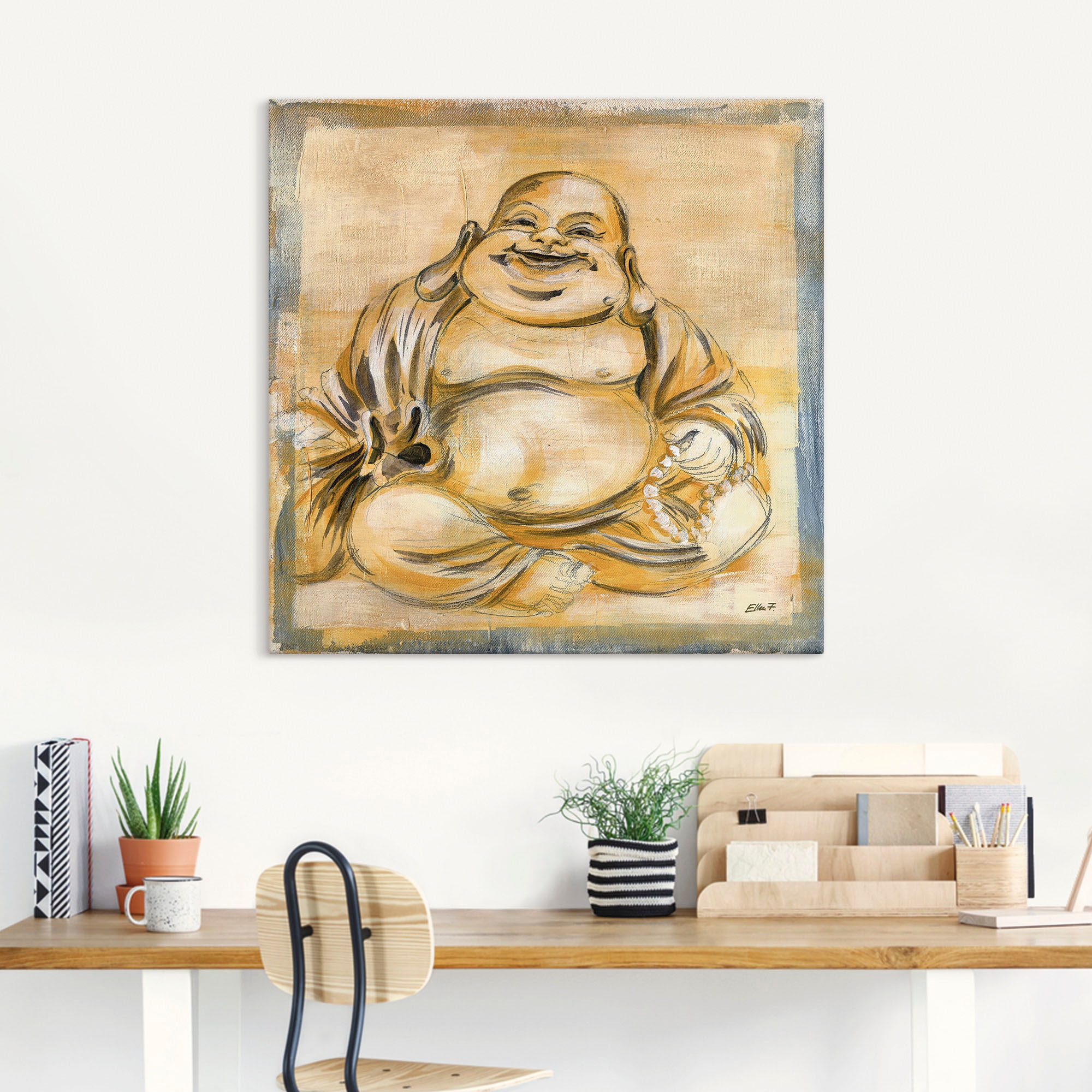 Artland "Fröhlicher Buddha I" Religion 1 Stk. tlg. als Leinwandbild, Poster günstig online kaufen
