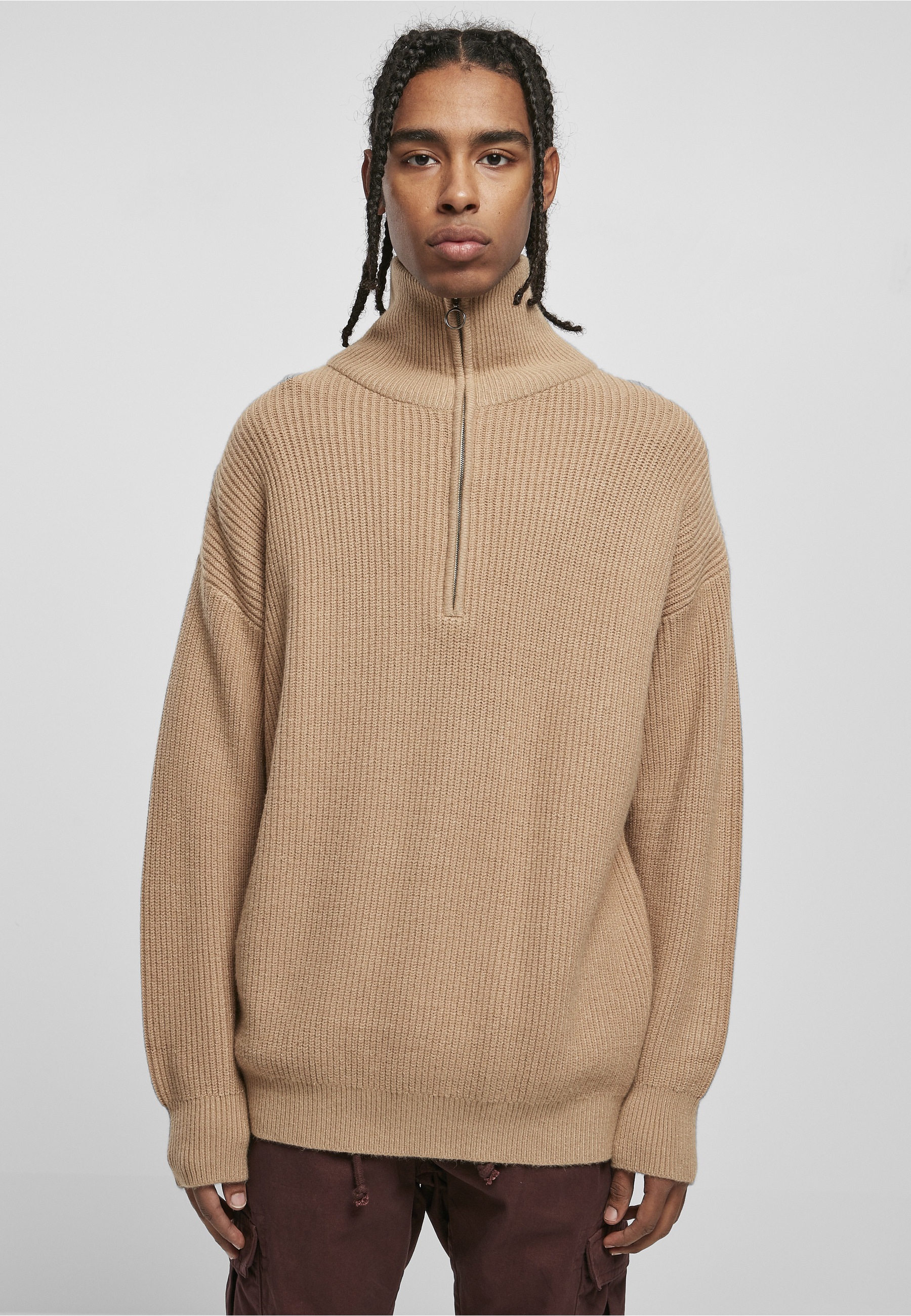 URBAN CLASSICS Sweater »Urban Classics Herren Oversized Knitted Troyer«, 1 Stk.
