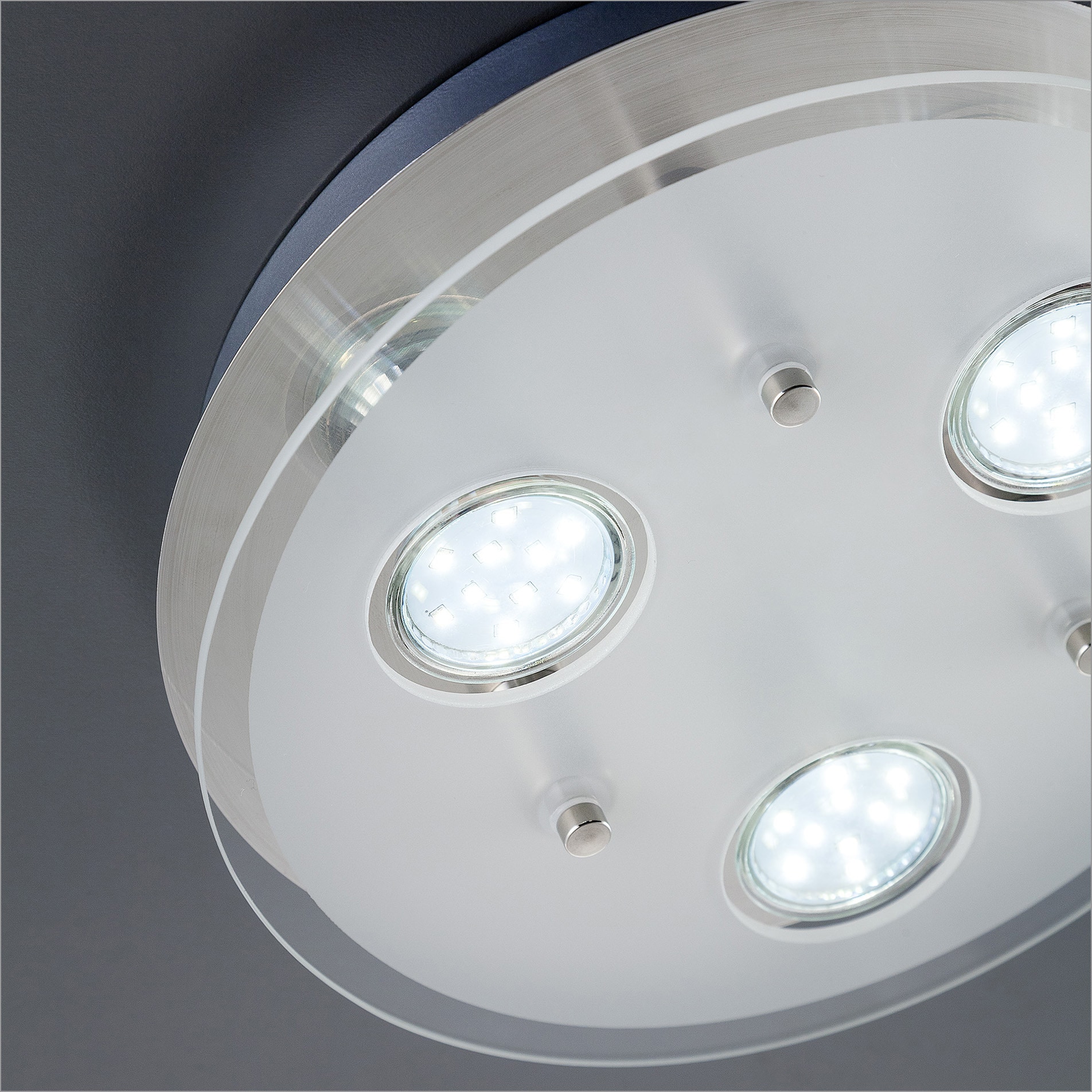 Deckenleuchte B.K.Licht Lumen Glas LED Deckenlampe GU10 250 Strahler flammig-flammig, »Dinora«, 3W LED inkl. | BAUR LED warmweiß 3