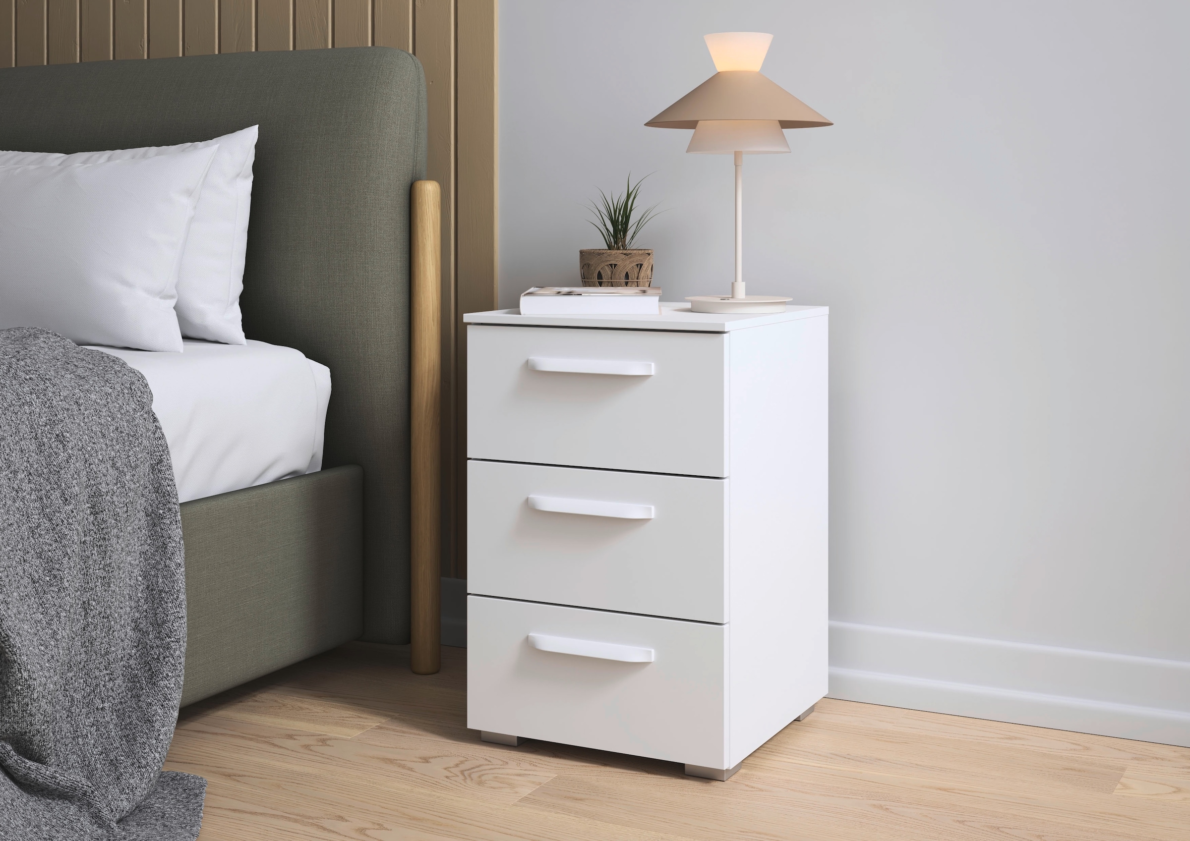 OTTO home "Nachttisch Nachtschrank Schubladen Sideboard Schubladenkommode OTELI" Breite 40 cm SOFT-CLOSE-FUNKTION, elegante Dekor- oder Hochglanzfront, mit 3 geräumigen Schubladen für viel Stauraum MADE IN GERMANY