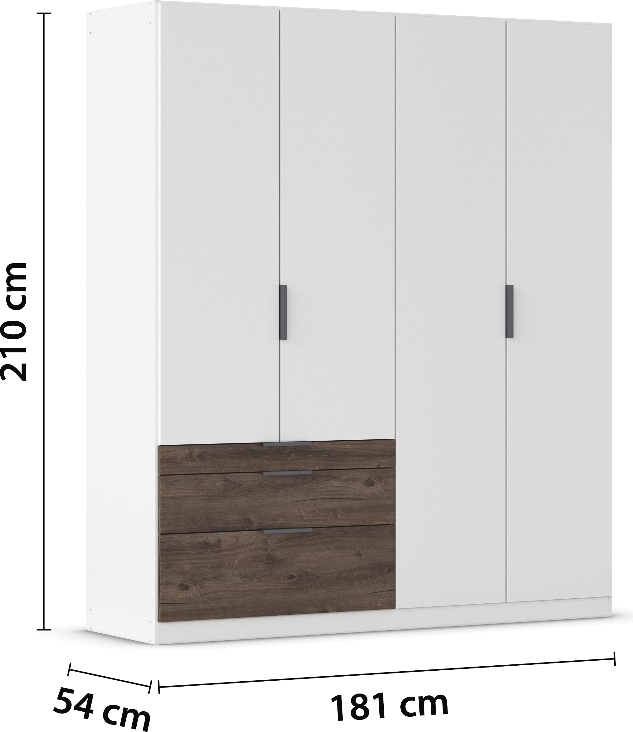 rauch Kleiderschrank »Drehtürenschrank Schrank Garderobe Schlafzimmerschrank KODA« oberer Schubkasten mit praktischer Inneneinteilung,  mit asymmetrisch angeordneten Schubladen MADE IN GERMANY