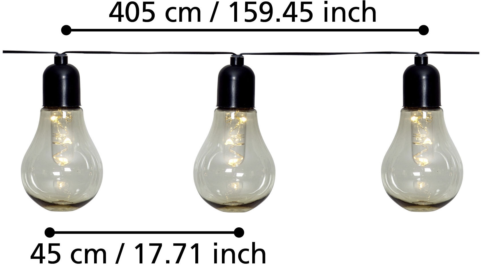 EGLO Lichterkette »LED Lichterkette Libisa, Balkon Deko, Glühbirnen, IP44 Outdoor,« 10 Stk.-flammig aus Kunststoff, 10 Leuchtmittel, 4,05m Kabel