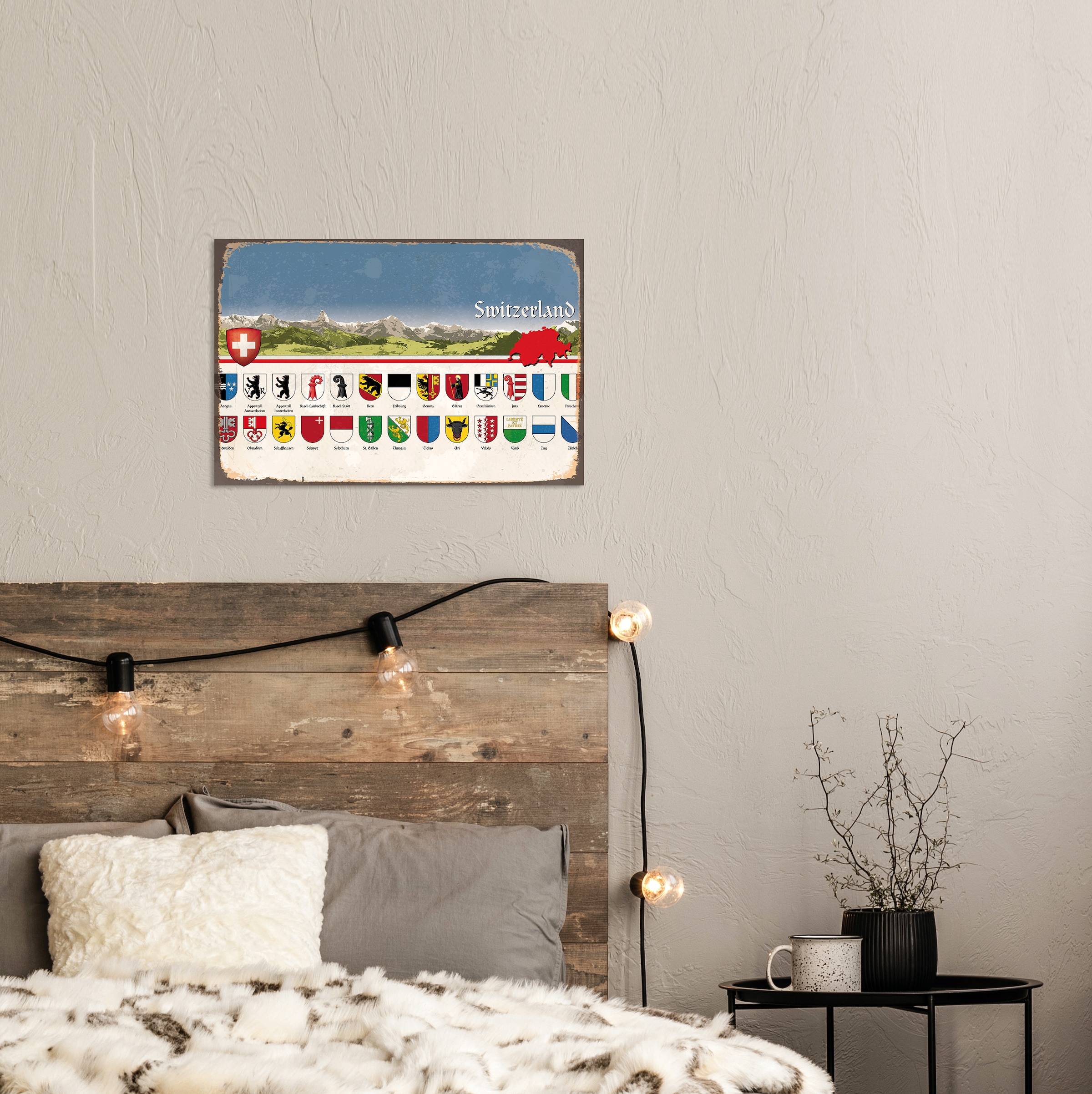 queence Metallbild »Kanton«, Schweiz-Berge & Alpenbilder, Schweiz, Stahlschild, Blechschild