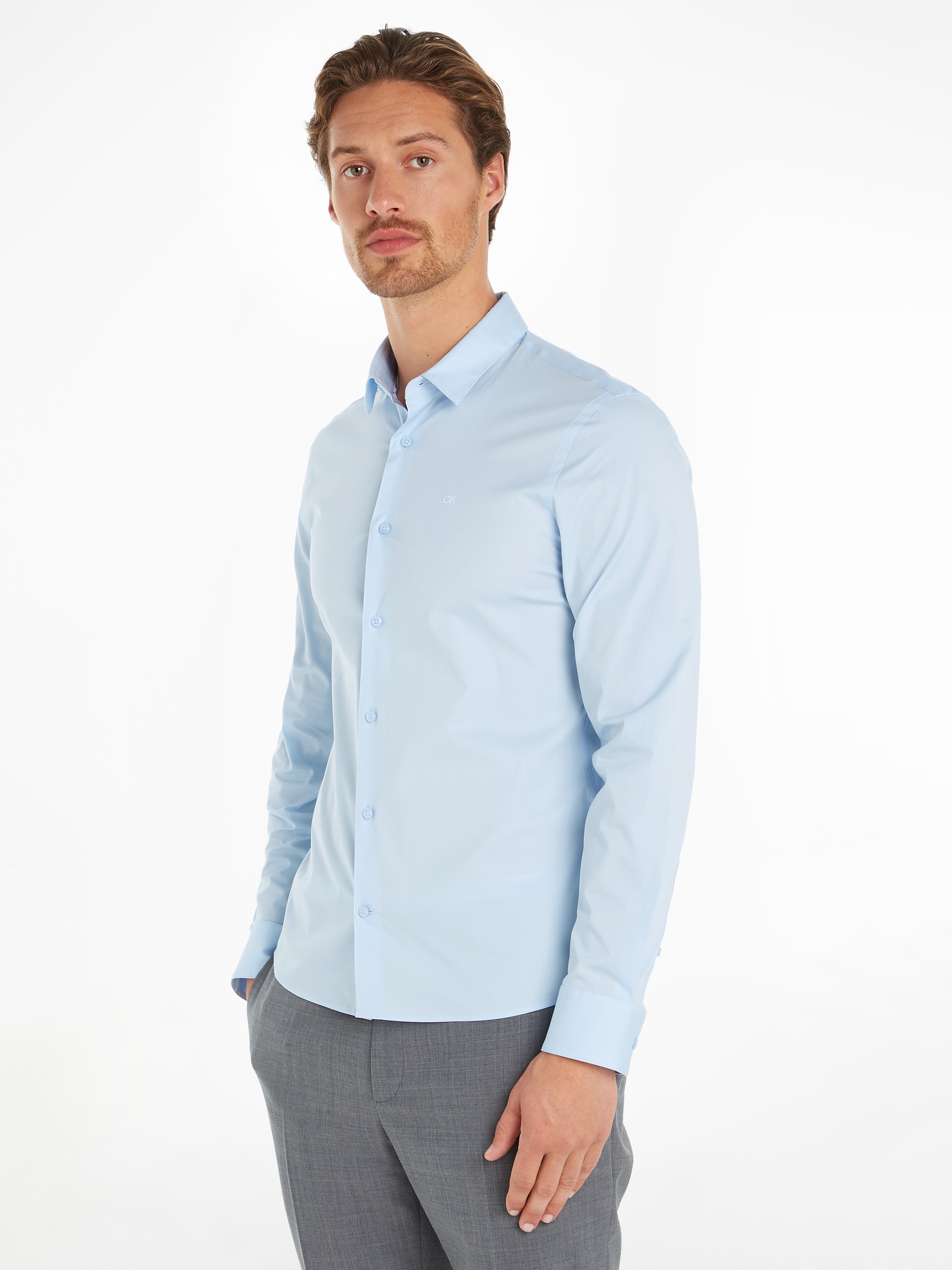 Calvin Klein Businesshemd "STRETCH POPLIN SLIM SHIRT", mit Calvin Klein Logo auf der Brust