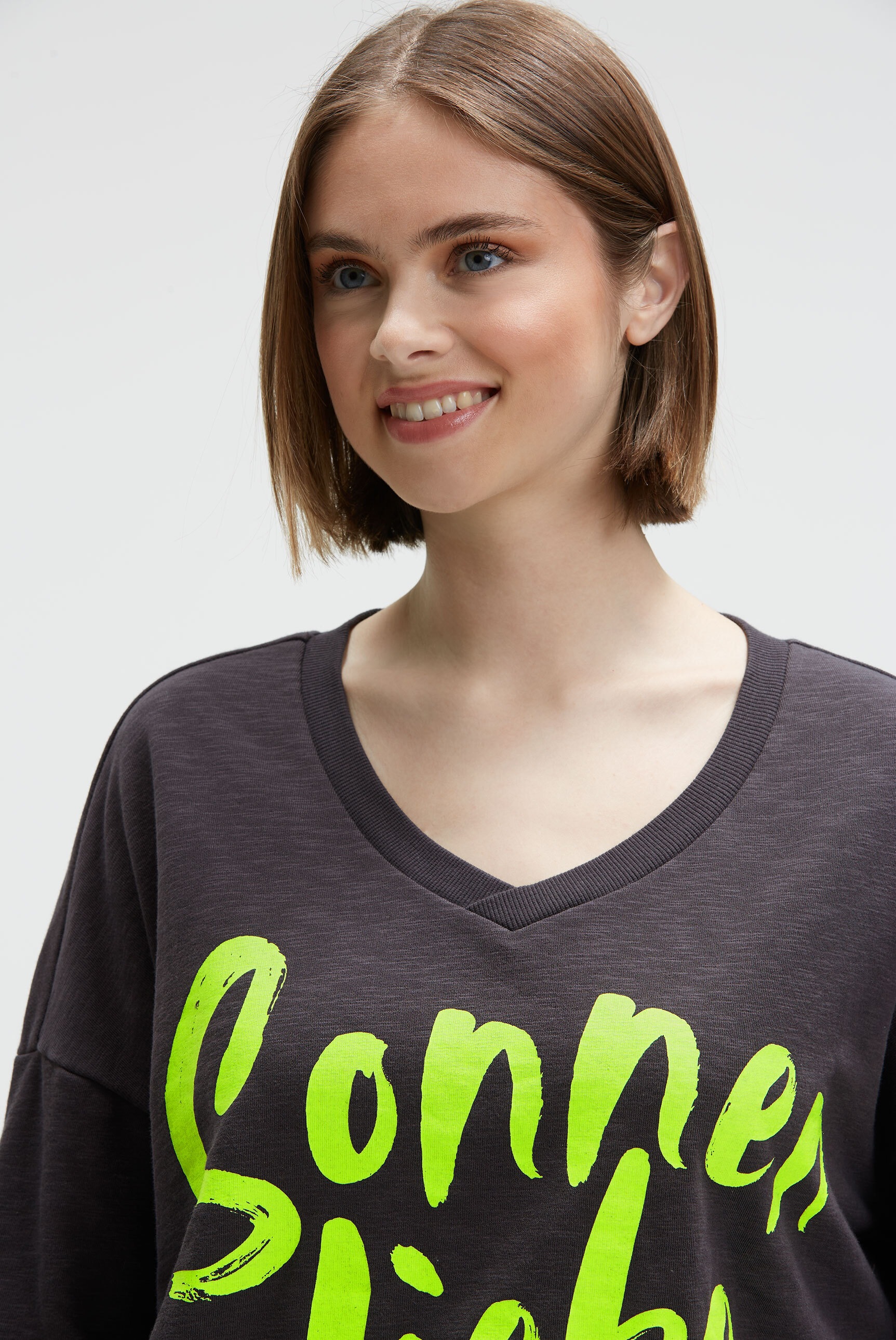 SOCCX Women Sweatshirt Charcoal Mist Size L 3