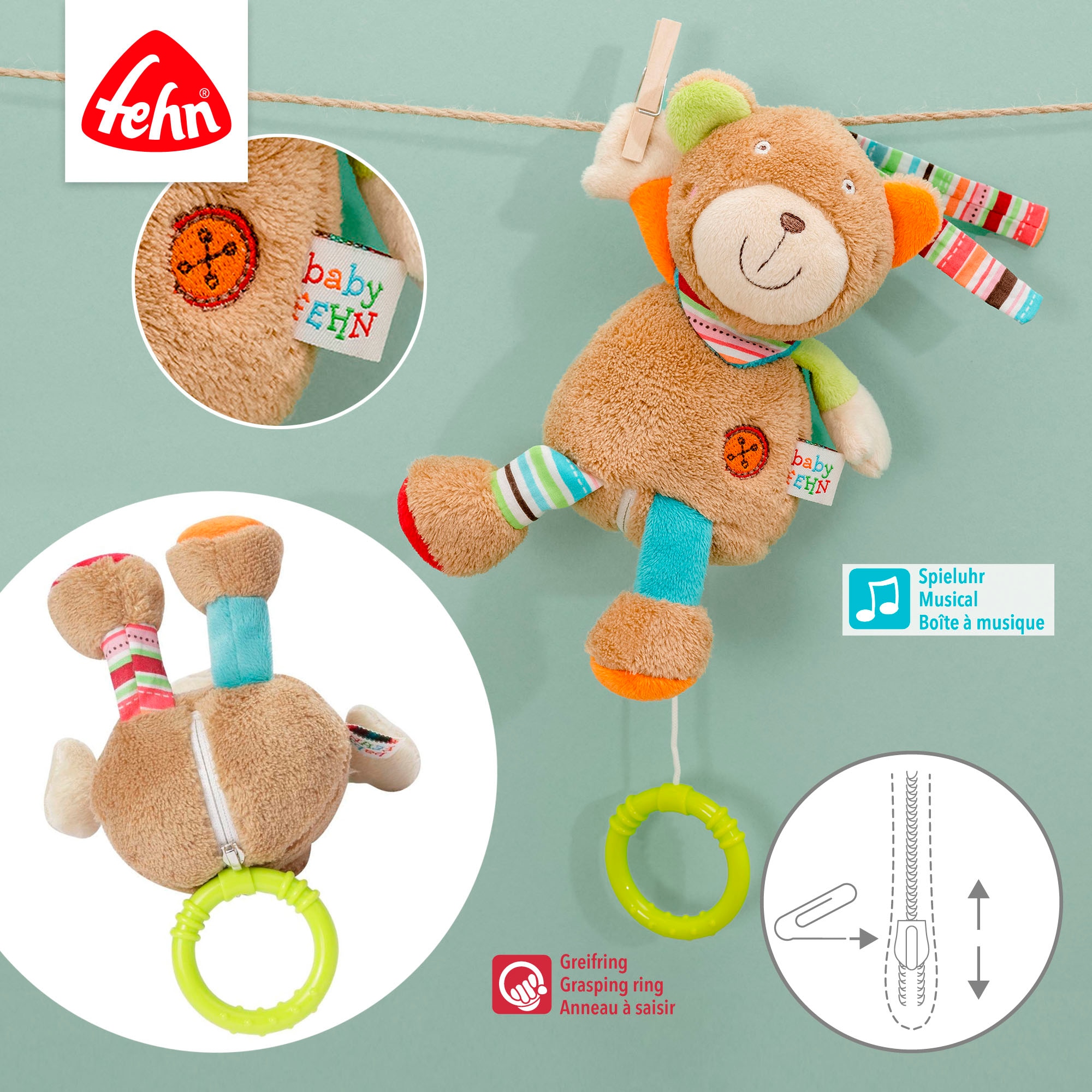 Fehn Spieluhr »Classic Stars, Teddy«, mit herausnehmbarem Spielwerk