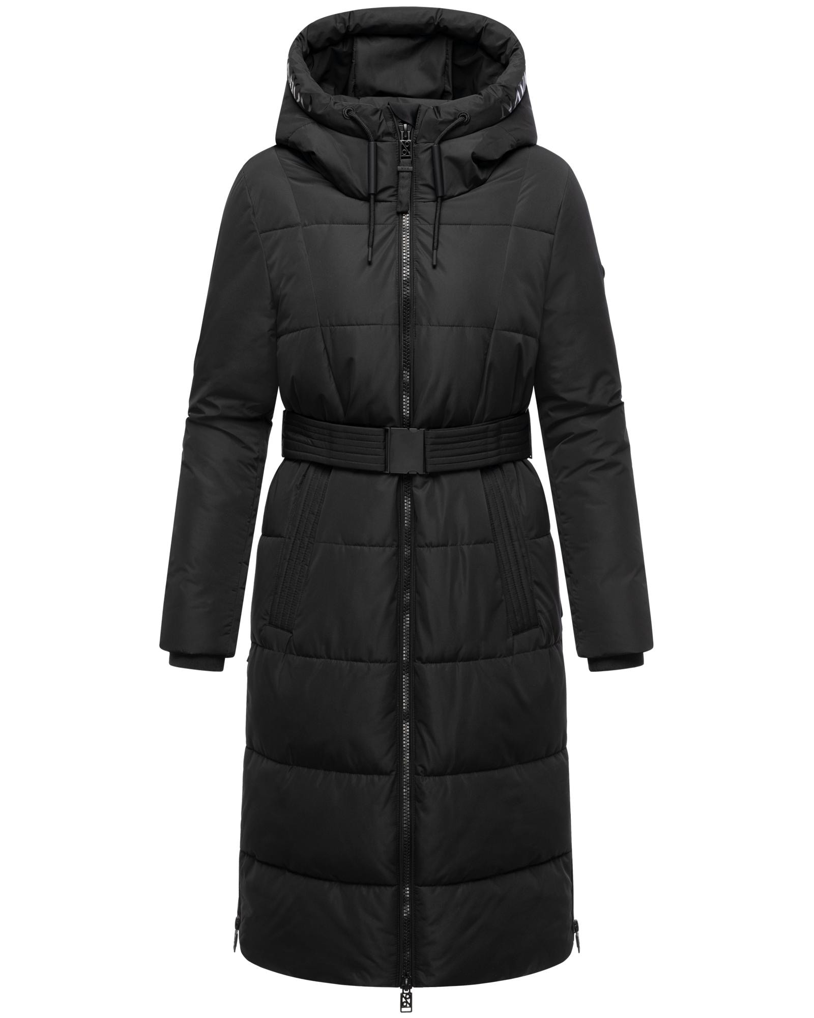 Navahoo Steppmantel "Herbstnebel 14" langer Damen Wintermantel mit Taillengürtel