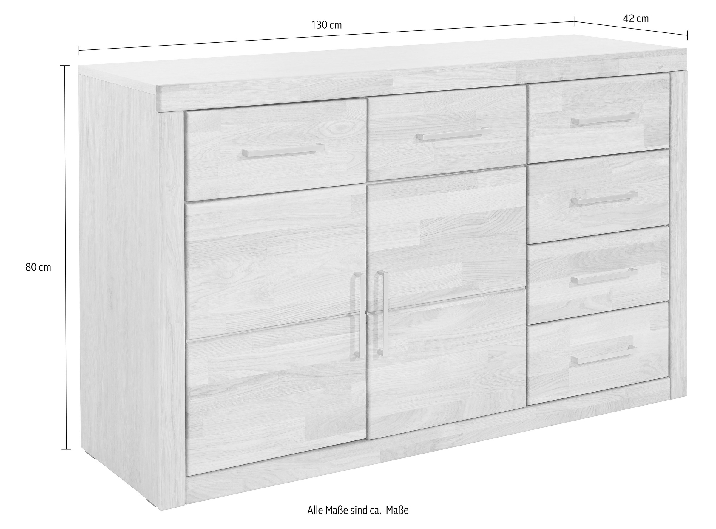 Home affaire Sideboard "Trondheim,130cm breit,42 cm tief, Fronten Holzmassi günstig online kaufen
