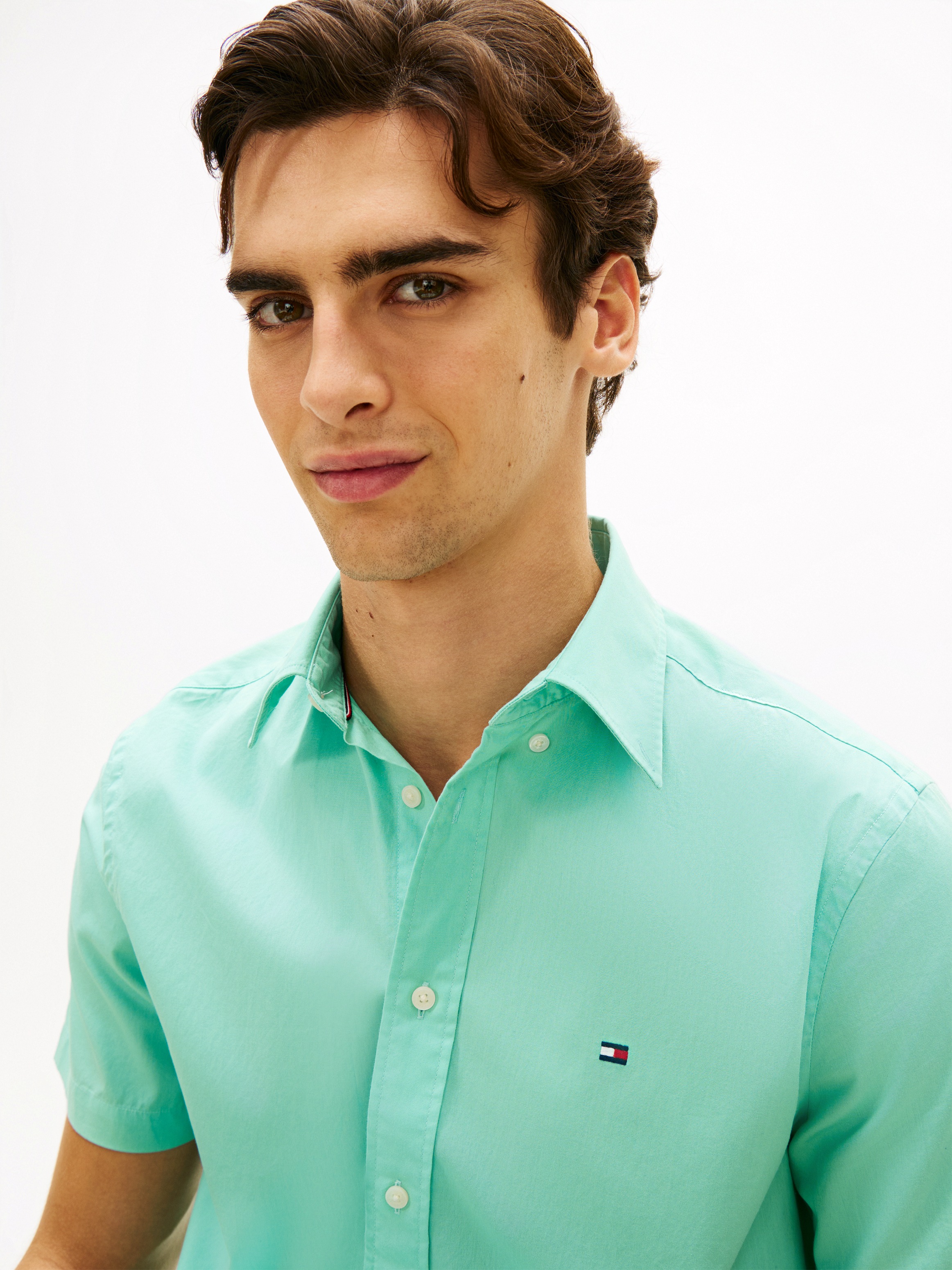Tommy Hilfiger Kurzarmhemd "FLEX POPLIN SOLID" Regular fit mit Button-Down- günstig online kaufen