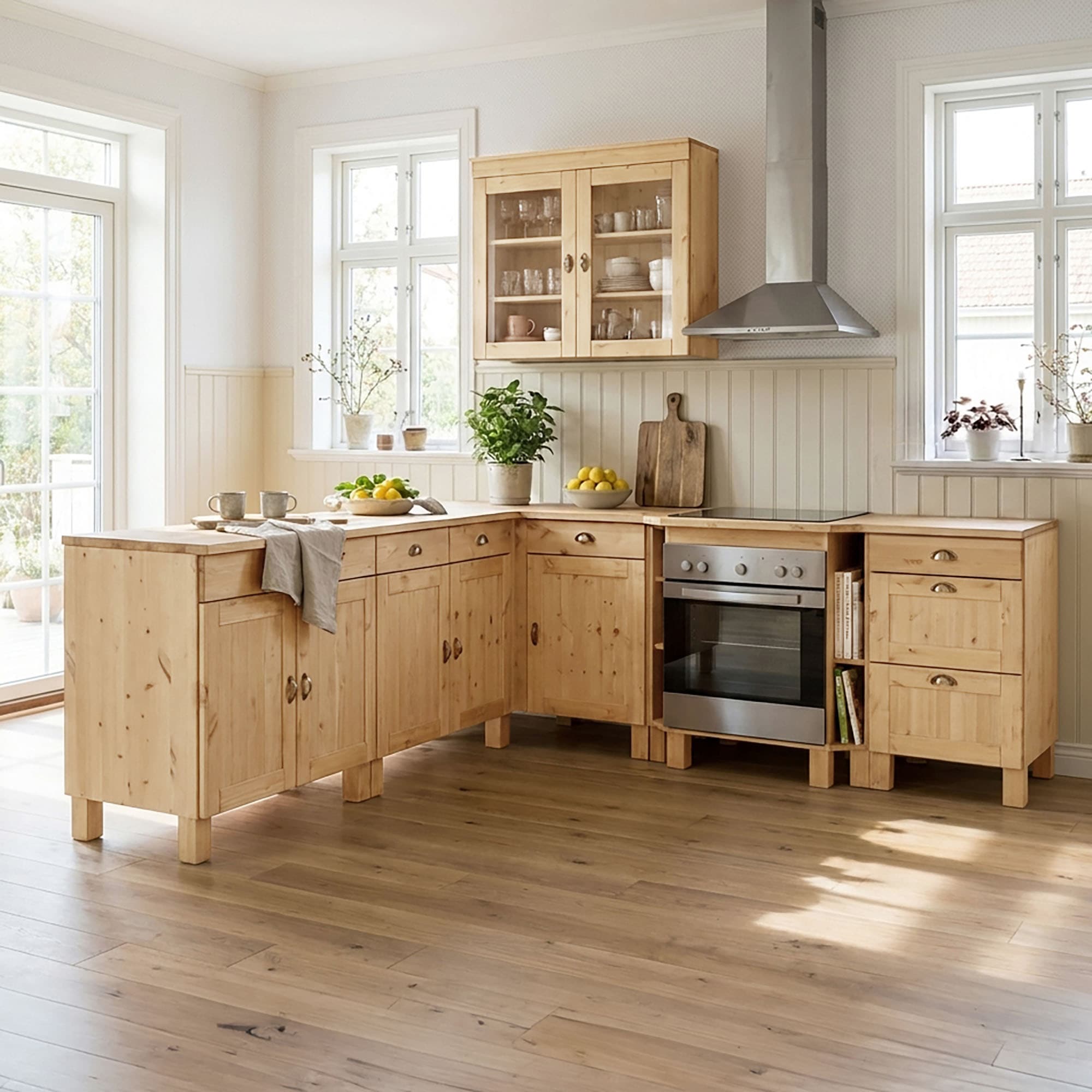 Home affaire Herdumbauschrank »Oslo« 100 cm breit, in 2 Tiefen, massiver Kiefer, mit 23 mm Arbeitsplatte
