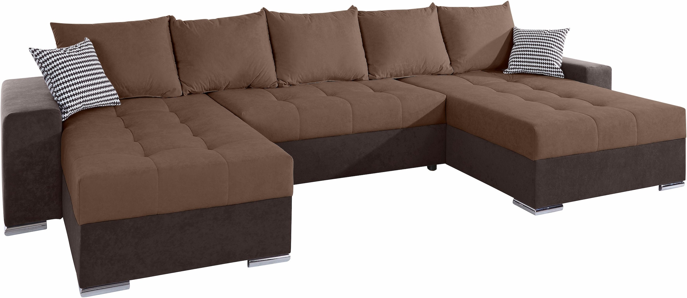 COLLECTION AB Wohnlandschaft »XXL-Josy U-Form, Breite 333 cm, mit 2 Recamieren 77 & 97 cm«, inkl. Bettfunktion, Bettkasten, mit 5 gleich großen Rückenkissen