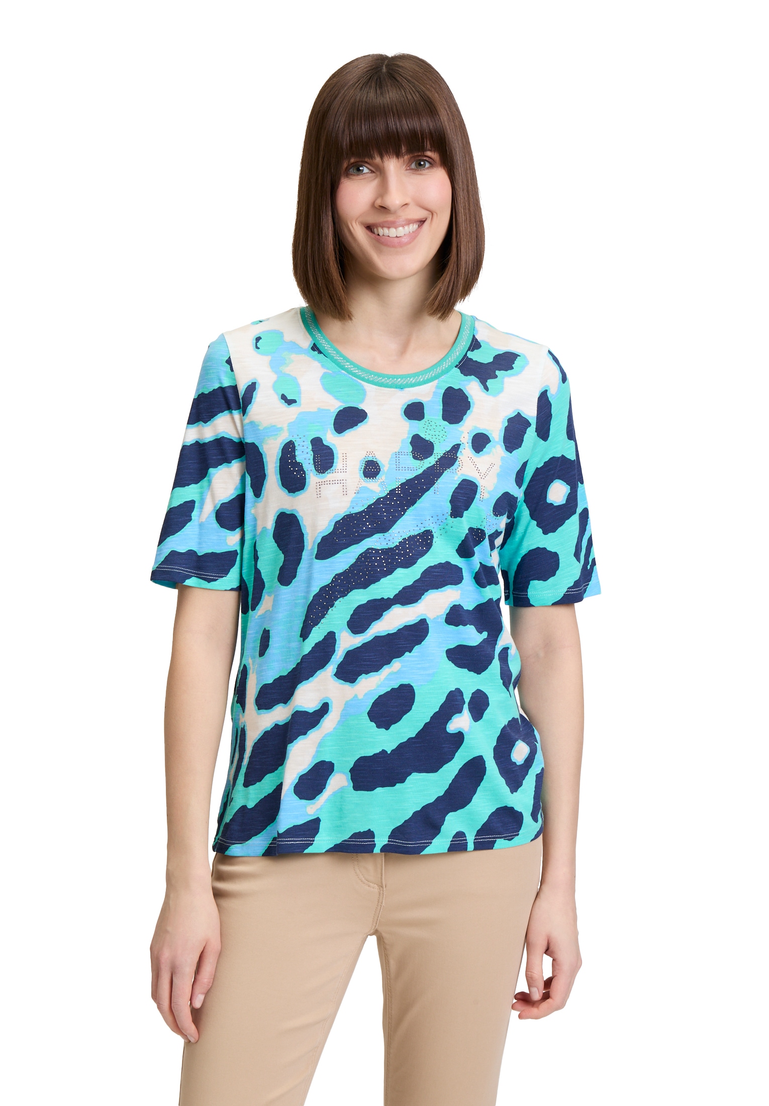 Betty Barclay Kurzarmshirt "Damen Basic Shirt mit Print" 1 Stk. tlg. Rippbü günstig online kaufen