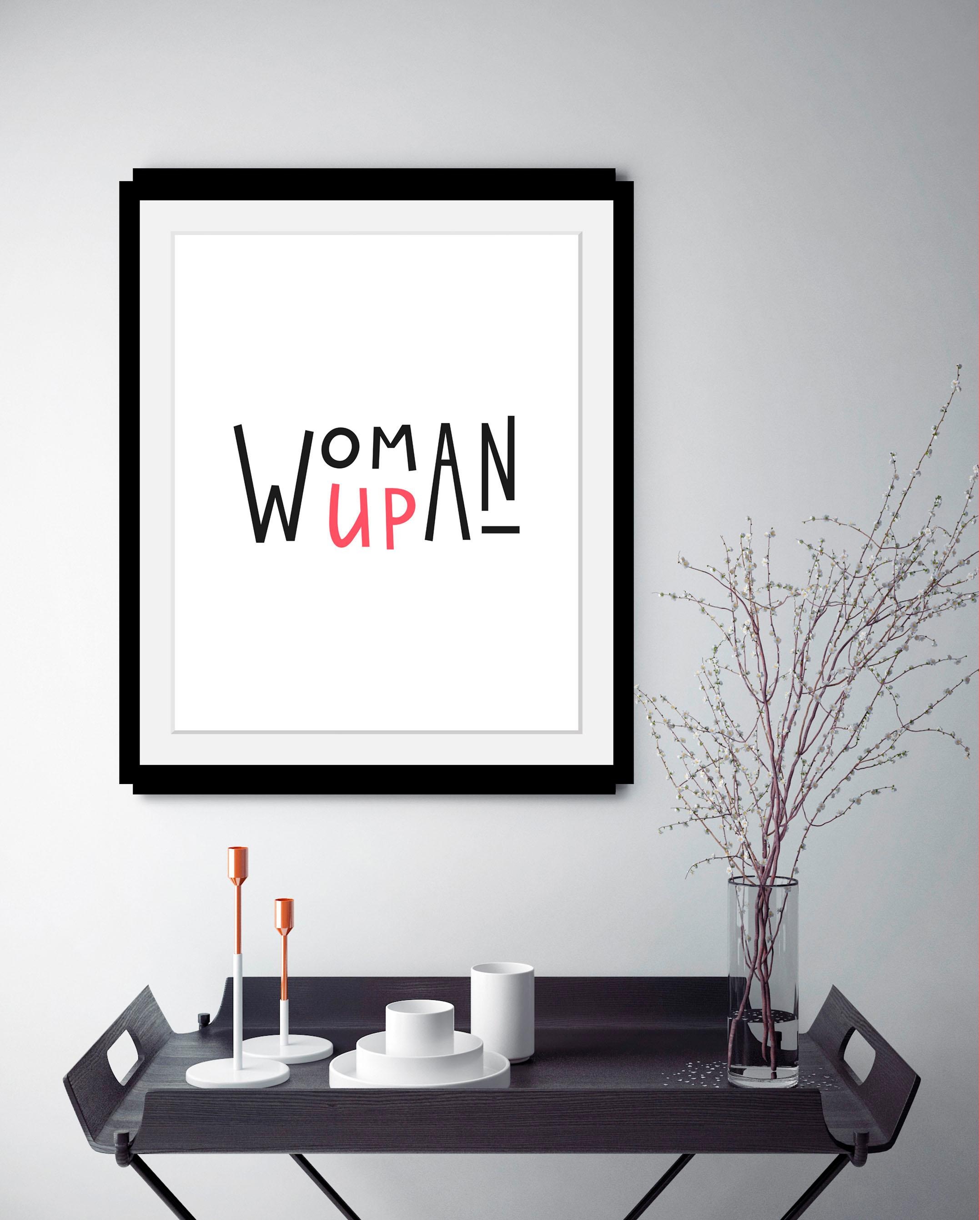 queence Bild "Woman", Schwarz-Weiß-Schriftzug-Motivationsbilder-Fashion-Fra günstig online kaufen