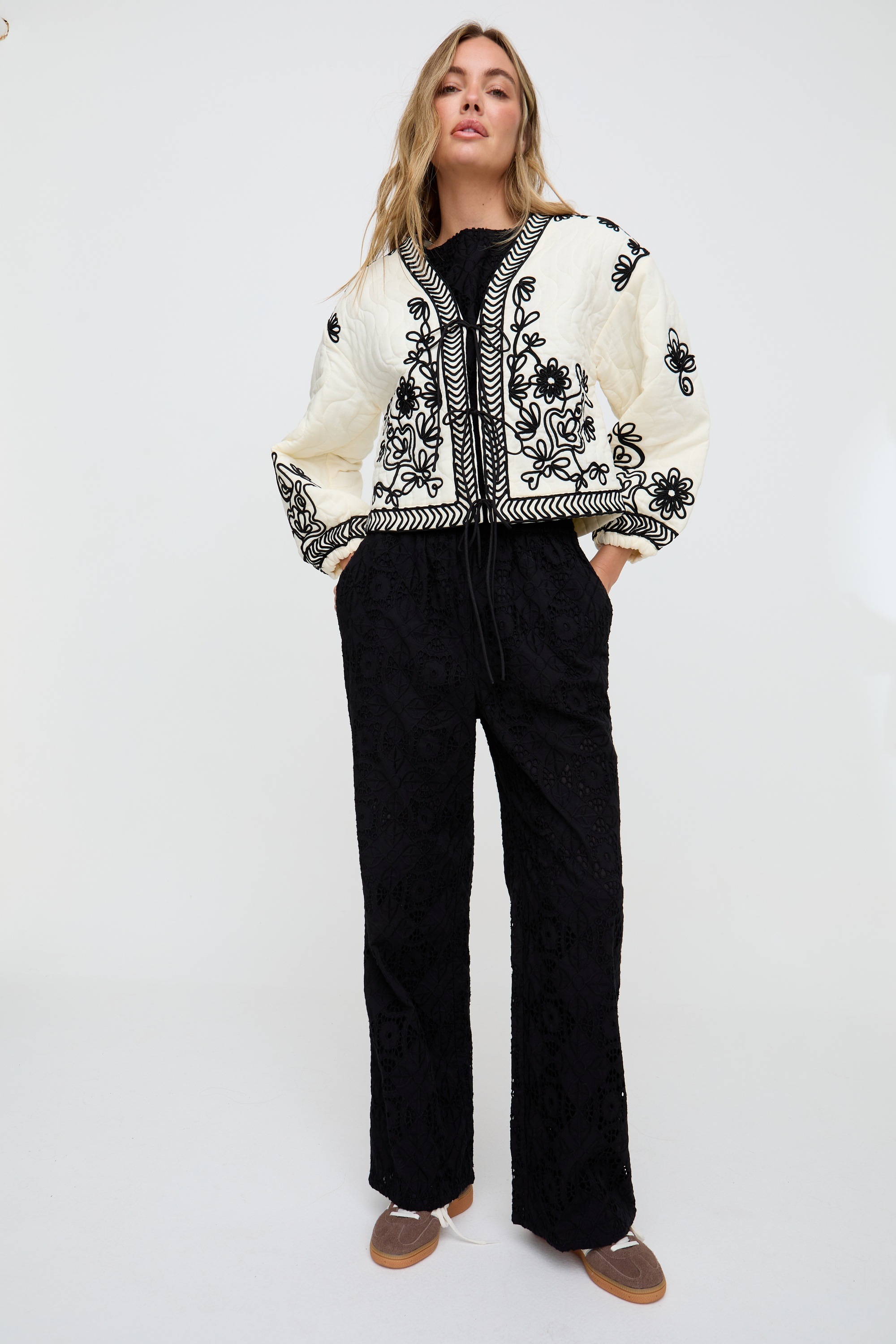 RAFFYA Bolerojacke »Felicity Palm Print Reversible Jacket Damen« ohne Kapuze