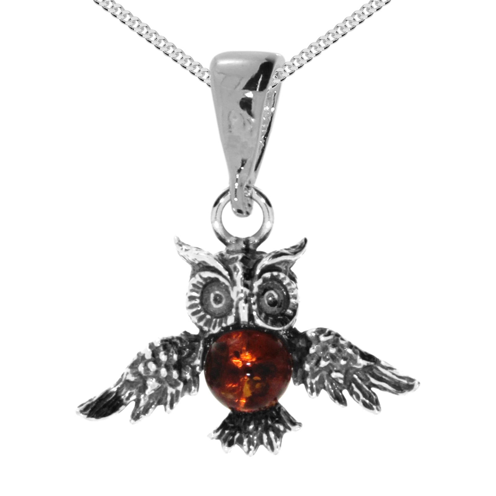 Kette mit Anhänger OSTSEE-SCHMUCK "Ostsee-Schmuck Kette mit Anhänger Eule Kette mit Anhänger Eule" Gr. 50, silber, Halsketten, Damen, 50cm, Silber 925 (Sterlingsilber), L: 42 4