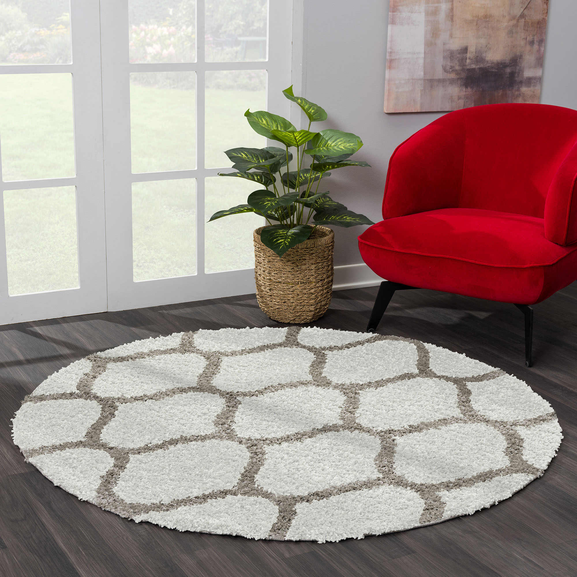 Sanat Hochflor-Teppich "Madrid, auch in Rund erhältlich" rund 30 mm Höhe Wohnzimmer, Langflor, Shaggy Teppich