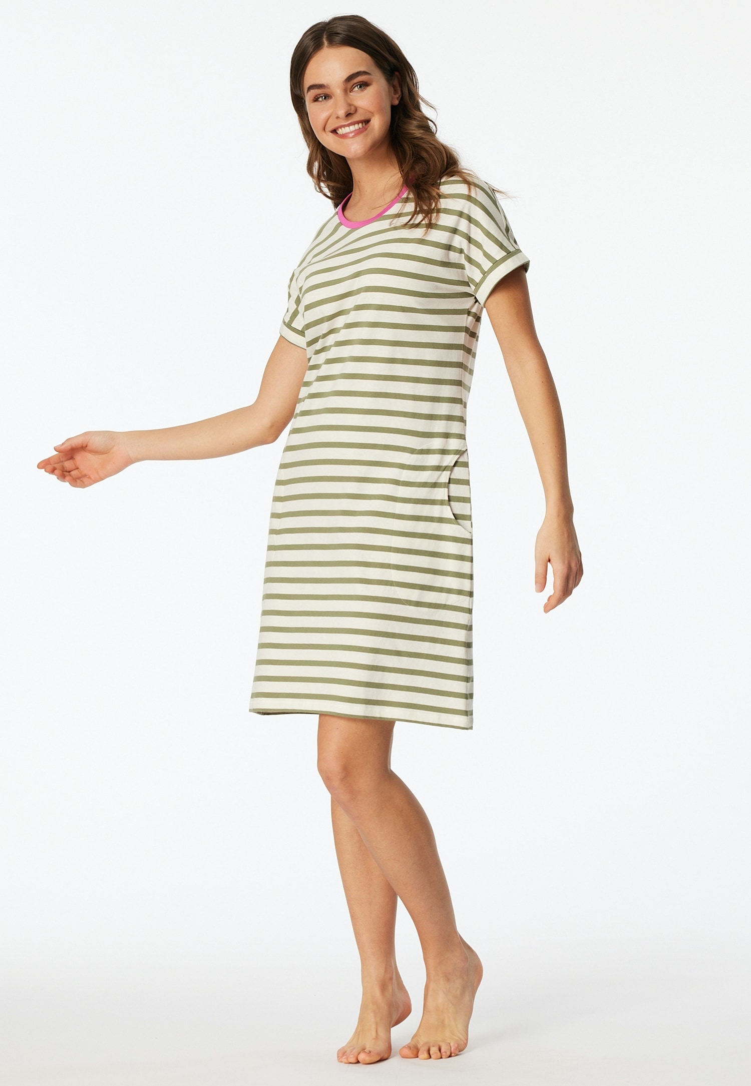 Schiesser Nachthemd "Casual Essentials" Seitennahttaschen mit garngefärbten günstig online kaufen