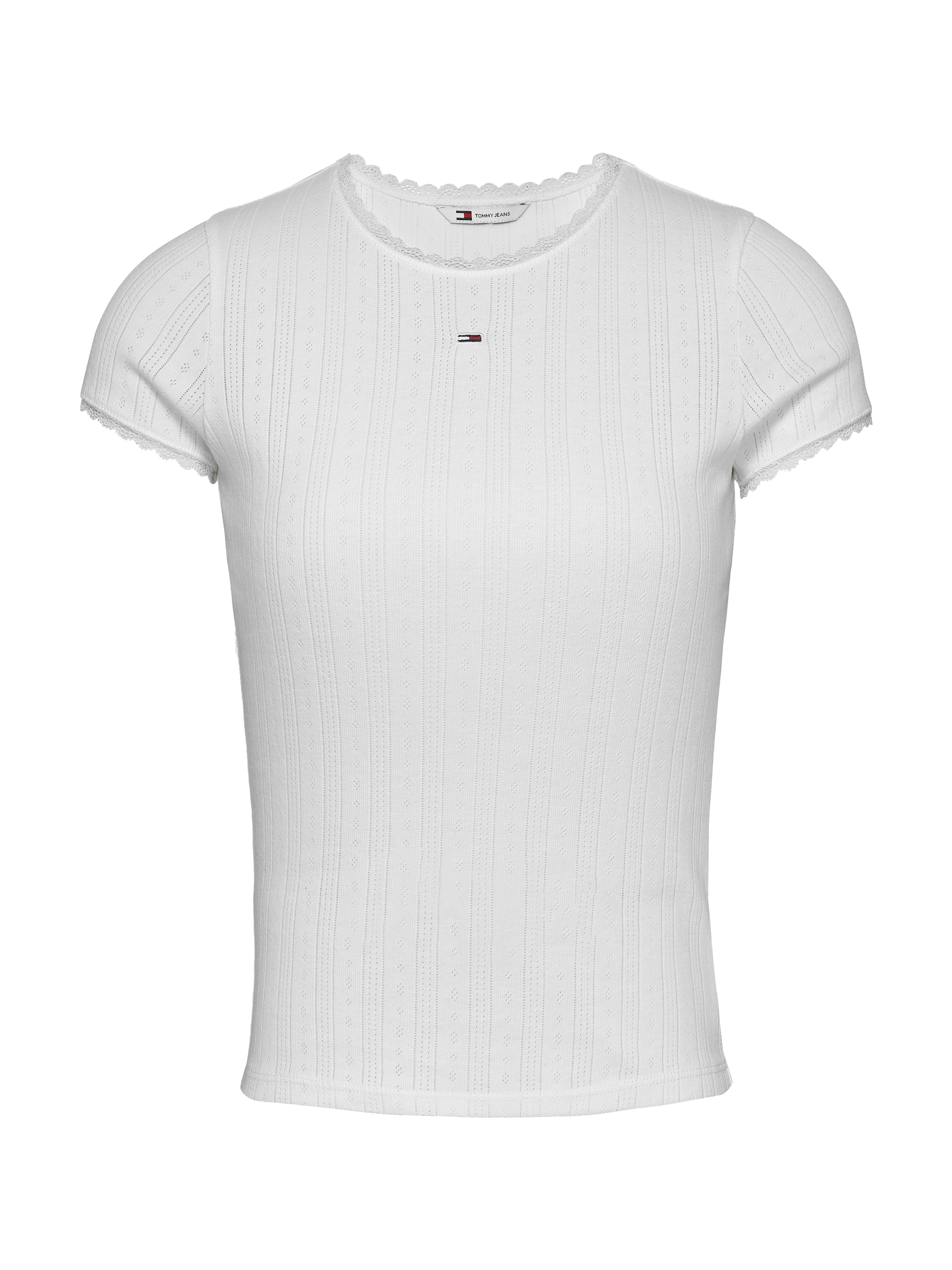 Tommy Jeans T-Shirt »TJW SLIM POINTELLE RIB TEE«, mit Lochmuster