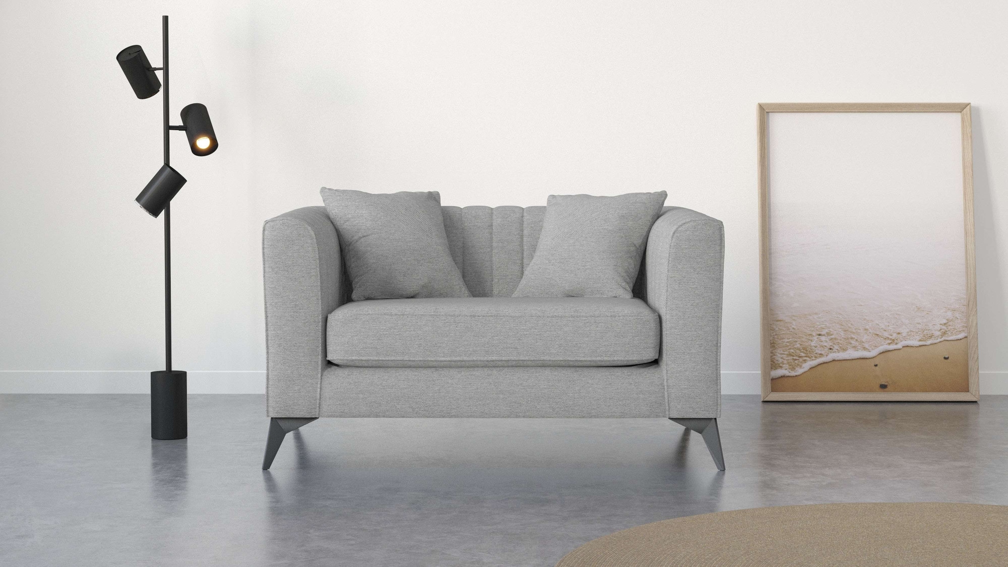 Places of Style Loveseat »MATTHEW Loungesessel, Maße B/T/H: 130/86/74 cm«, incl. Zierkissen, feine Steppung im Rücken, belastbar bis 200kg