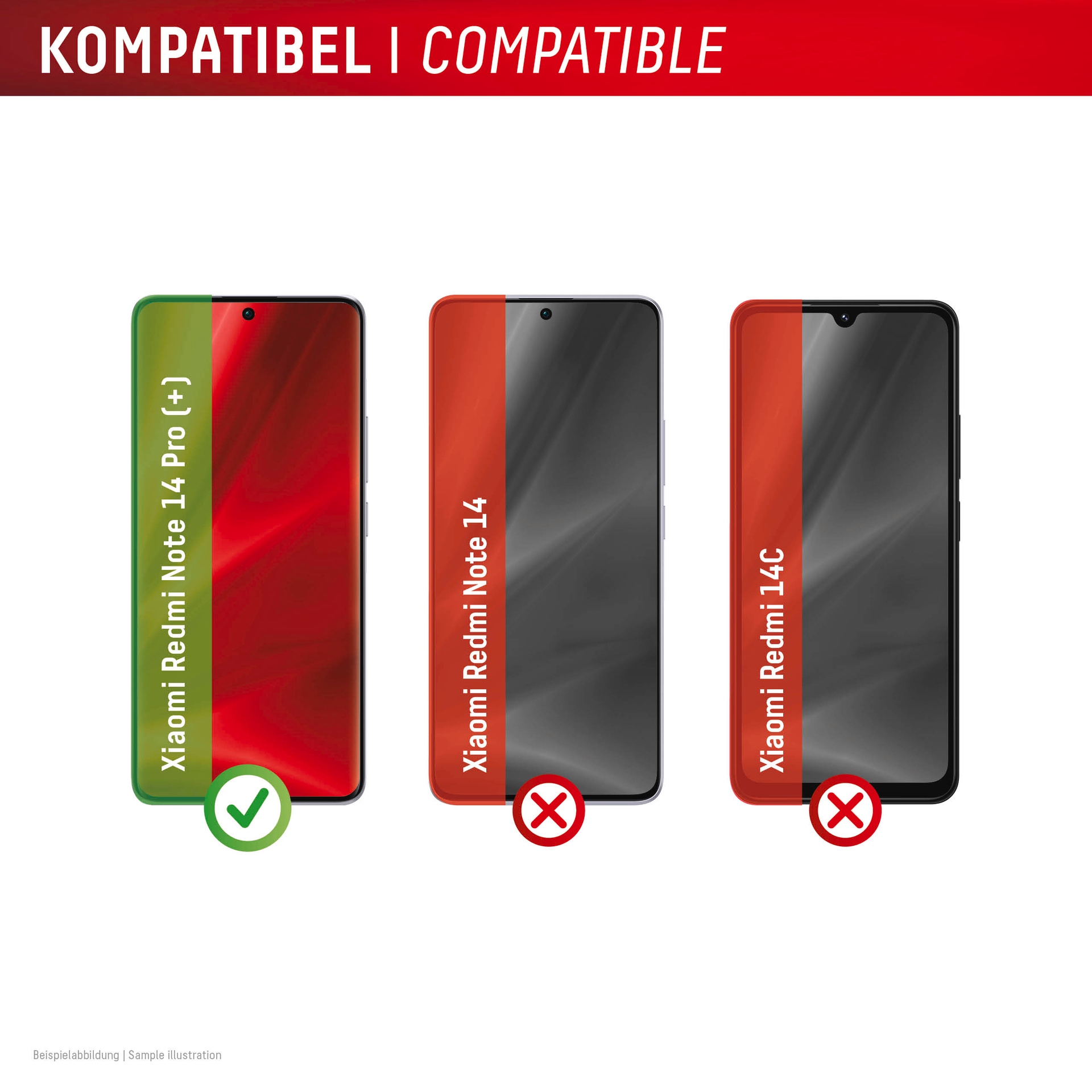 Displex Displayschutzglas »Premium Glass Screen Protector (Full Cover)«, für Xiaomi Redmi Note 13 Pro+-Xiaomi Redmi Note 14 Pro-Xiaomi Redmi Note 14 Pro+, Displayschutzfolie, Schutzfolie, Bildschirmschutz, kratz- & stoßfest