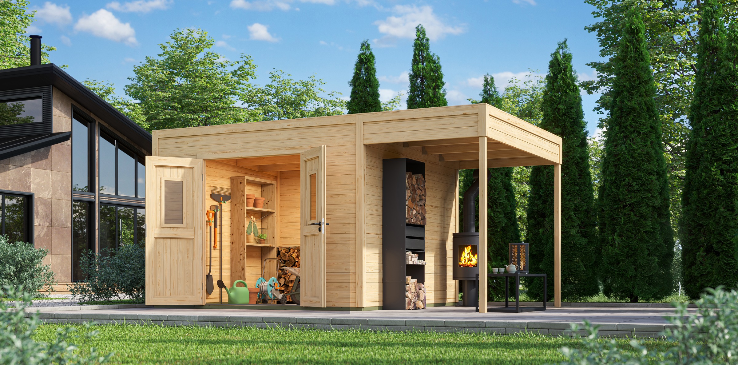 Nordic Holz Gartenhaus-Anbaudach »FELIX_FYNN 3 ANBAU« Flachdach