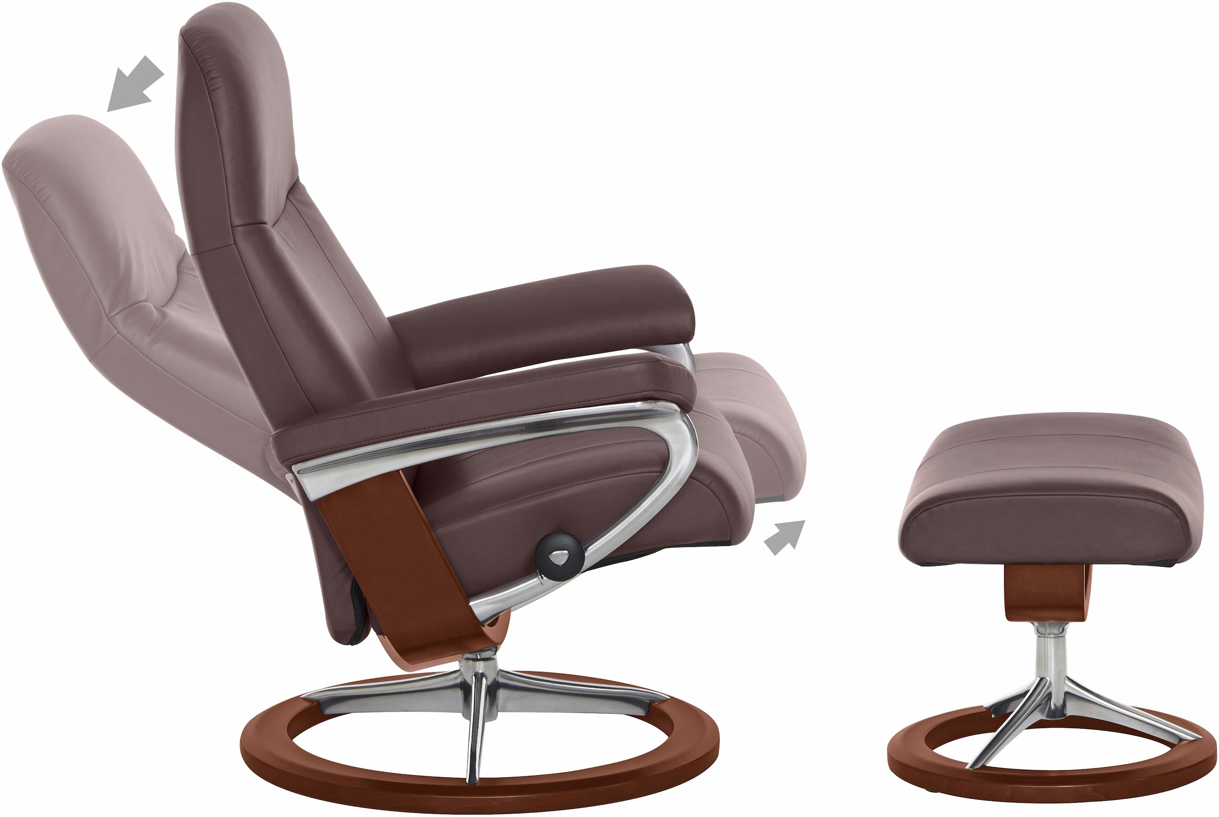 Stressless® Relaxsessel »Garda«, (Set, Relaxsessel mit Hocker), mit Hocker,  mit Signature Base, Größe L, Gestell Braun kaufen | BAUR