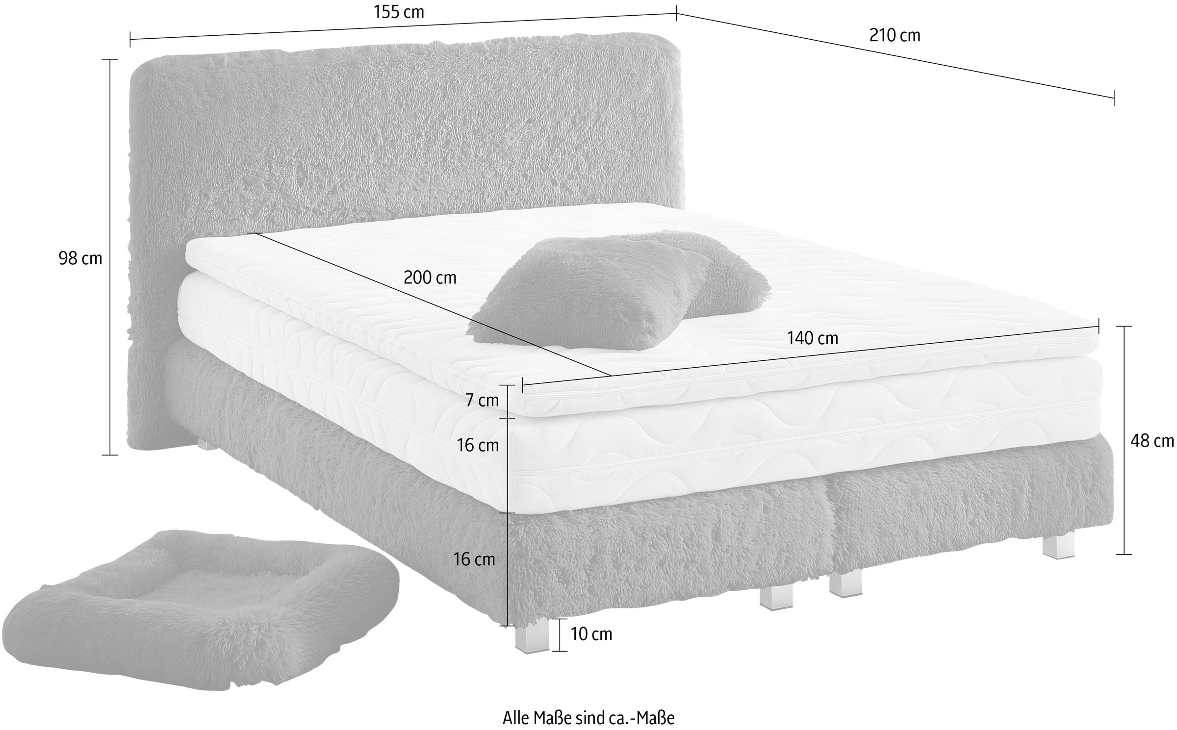Westfalia Schlafkomfort Boxbett »Nara«, aus Fellimitat, wahlweise in H2, H3 & H4 erhältlich