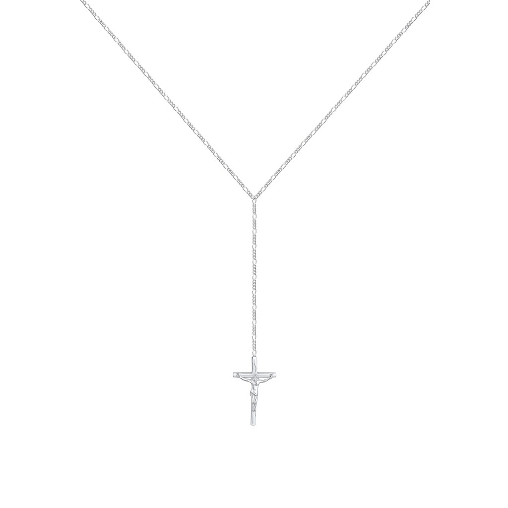 Elli Collierkettchen »by @lleennyyy Y-Kette Figarokette Kreuz 925 Silber«