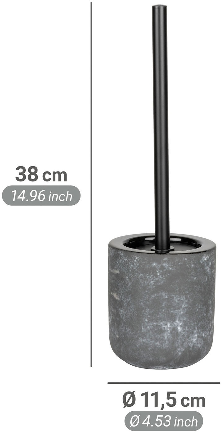 WENKO WC-Garnitur »Sacile« aus Edelstahl | Keramik | Kunststoff Keramik in Beton-Optik, Toilettenbürste mit Kunststoffabdeckung
