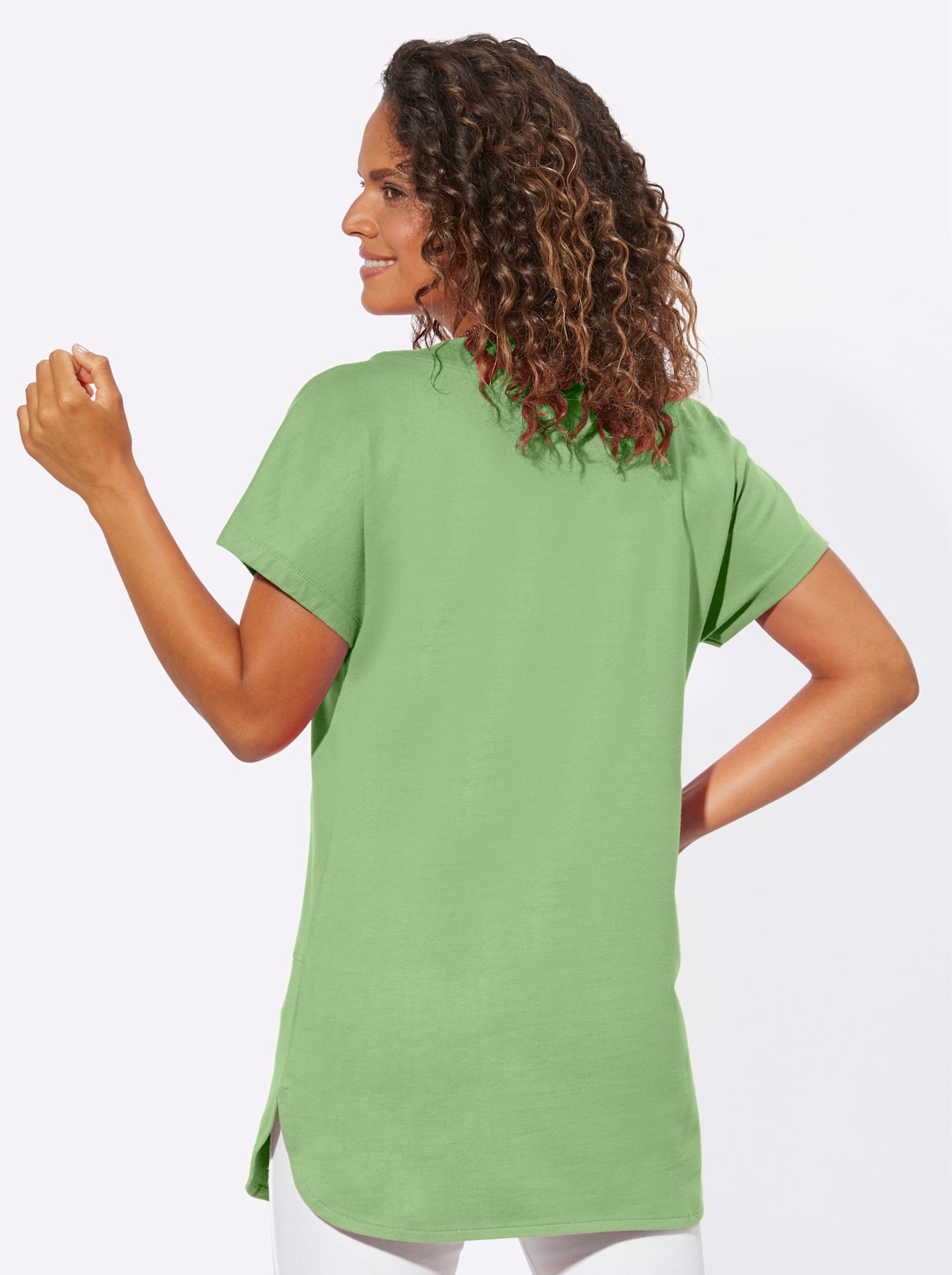 Longshirt CLASSIC BASICS "Longshirt", Damen, Gr. 44, grün (reseda), 100% Baumwolle, unifarben, Rundhals, Shirts Longshirt 2