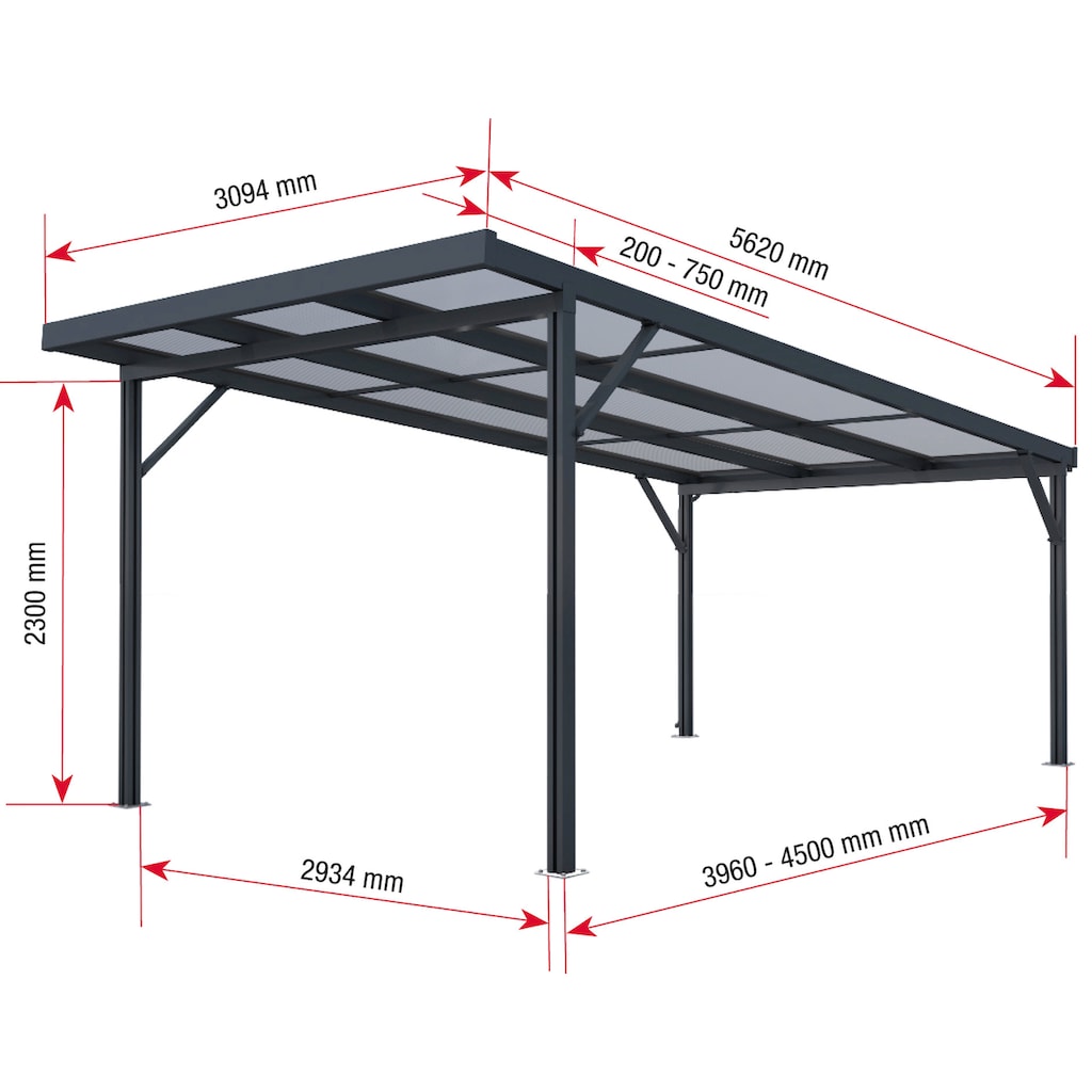 GUTTA Einzelcarport »Premium«, Aluminium, 293,4 cm, anthrazit