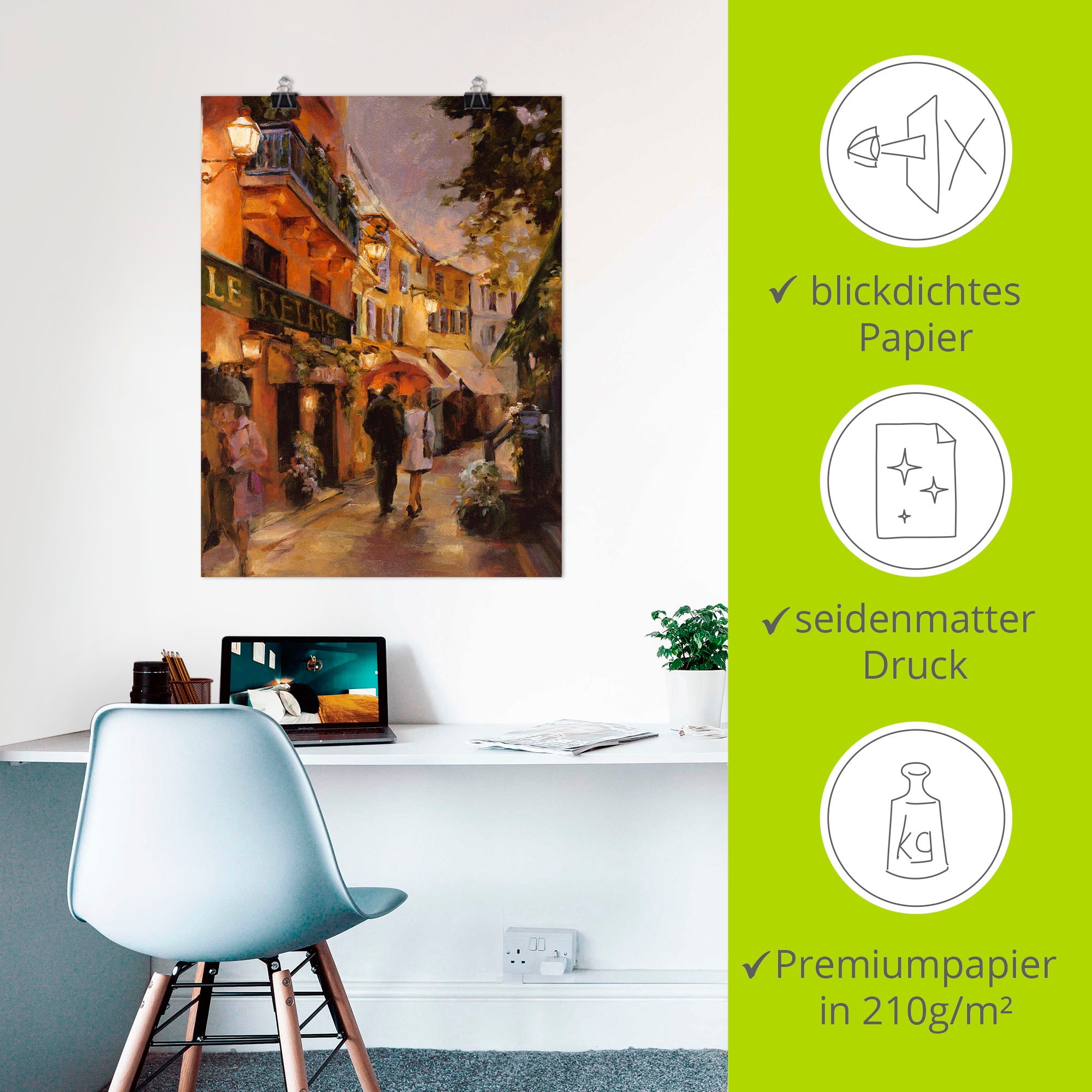 Artland Wandbild »Abend in Paris I«, Frankreich, (1 St.), als Leinwandbild, Poster, Wandaufkleber in verschied. Größen