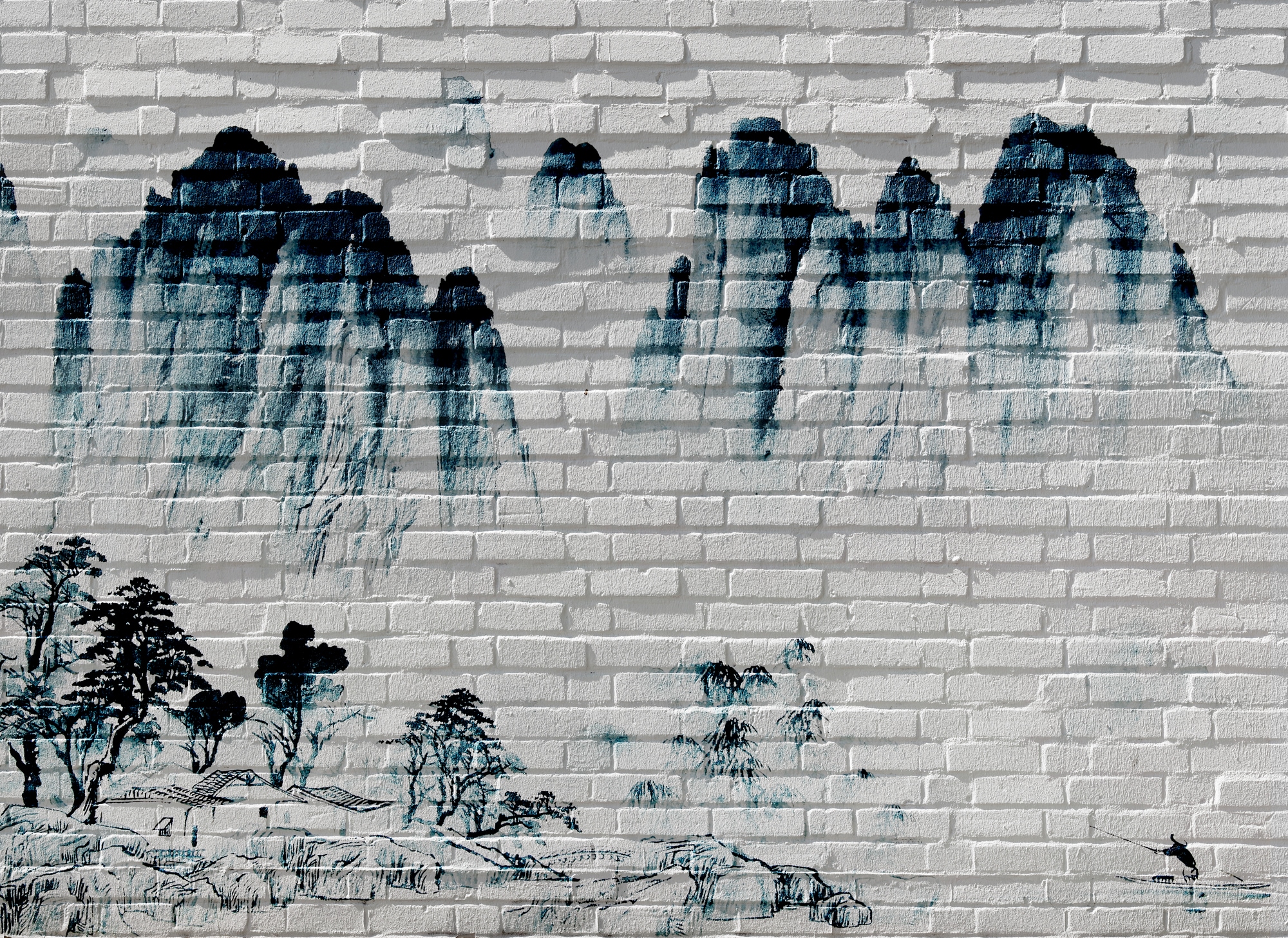 A.S. Création Vliestapete »Fototapete Asiatische Landschaft Ziegeloptik« matt strukturiert