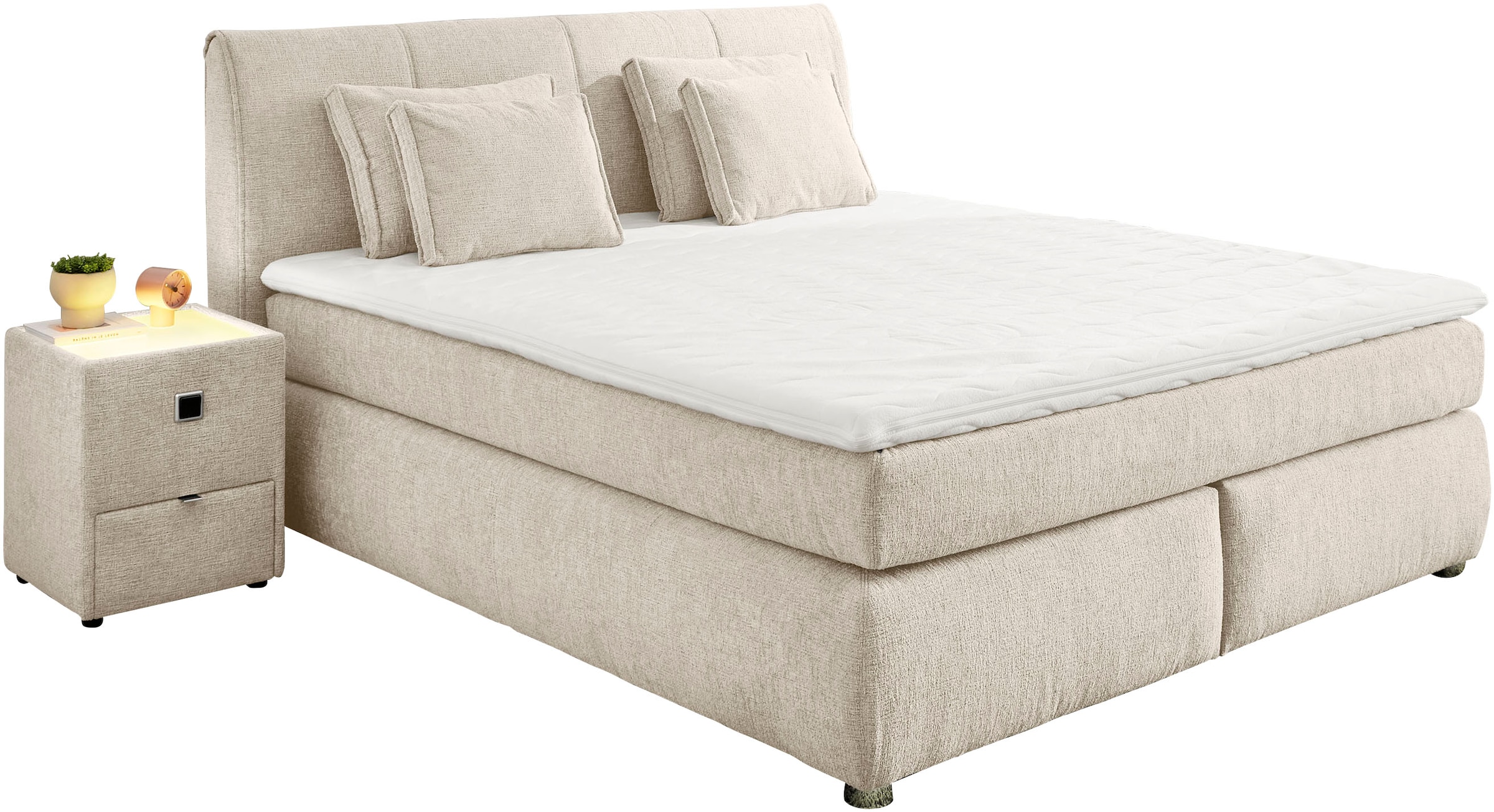 Jockenhöfer Gruppe Boxspringbett »"Carla", OTTOs Choice! Topseller, wahlweise mit oder ohne Bettkasten«, inkl. 4 Kissen, erhältlich in den Breiten 160 & 180cm