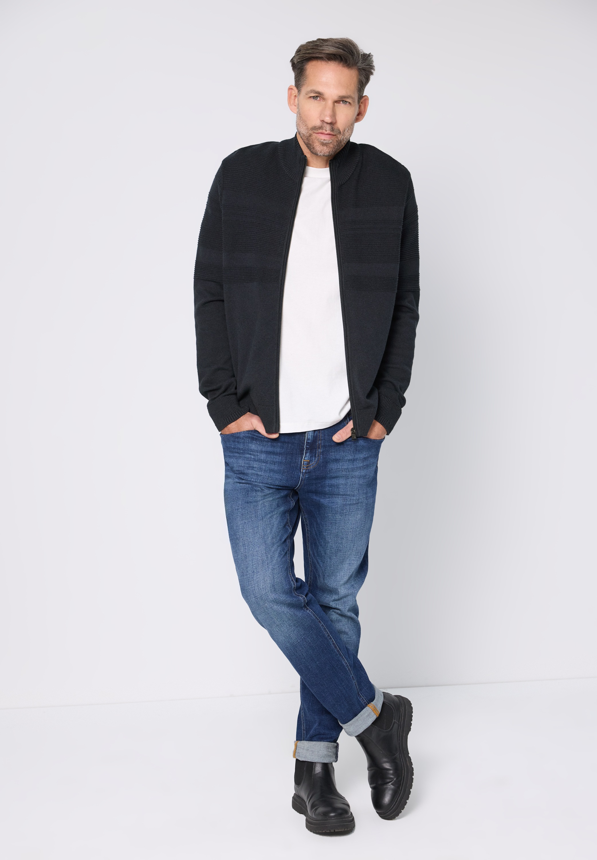 STREET ONE MEN Cardigan aus reiner Baumwolle