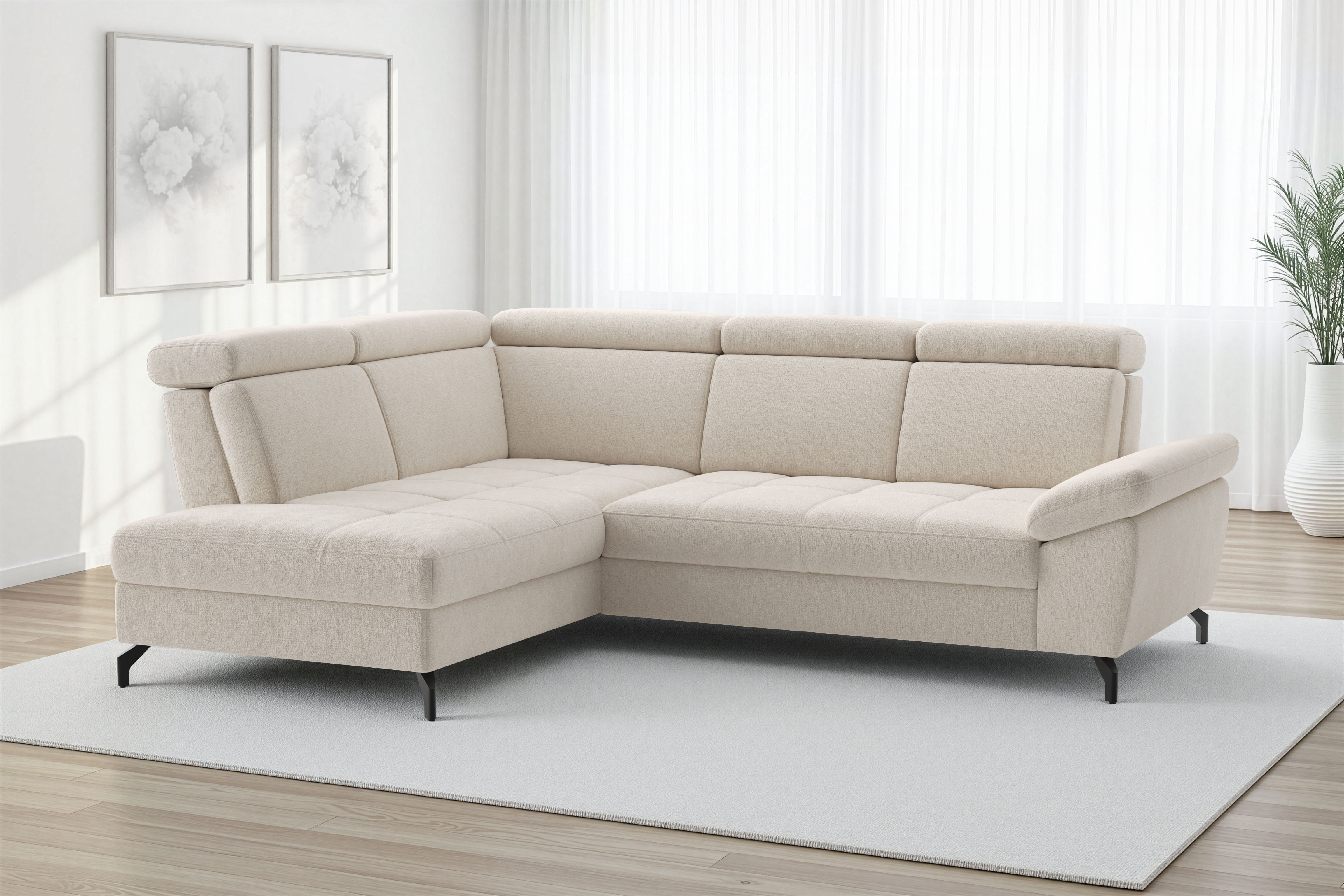 sit&more Ecksofa "Vanity; L-Form, B. 254 cm" Inkl.Sitz-,Kopf-und Armteilverstellung