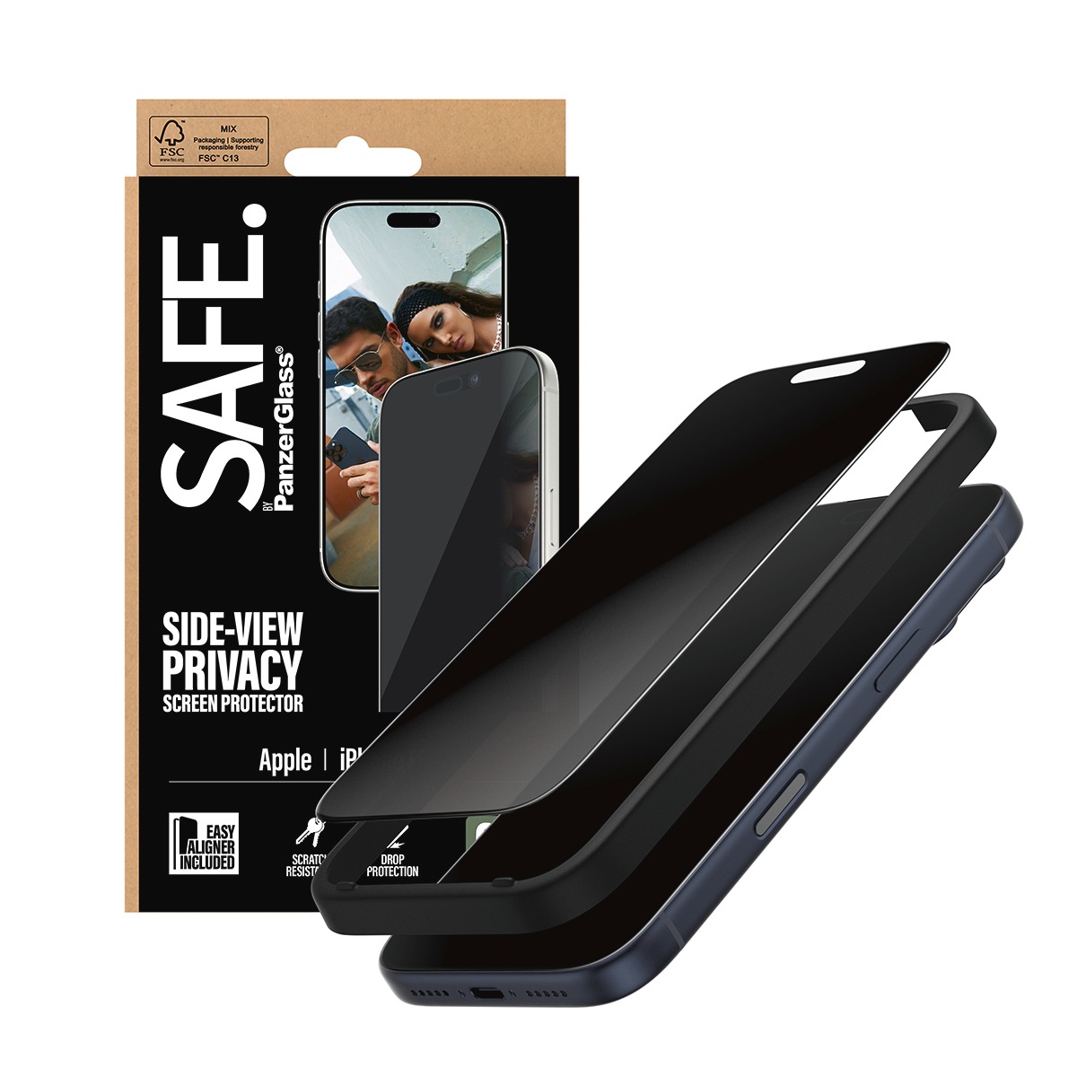 SAFE by PanzerGlass Displayschutzglas »Side-View Privacy Screen Protector«, für Apple iPhone 17 Pro, Displayschutzfolie, Schutzfolie, Bildschirmschutz, kratz- & stoßfest