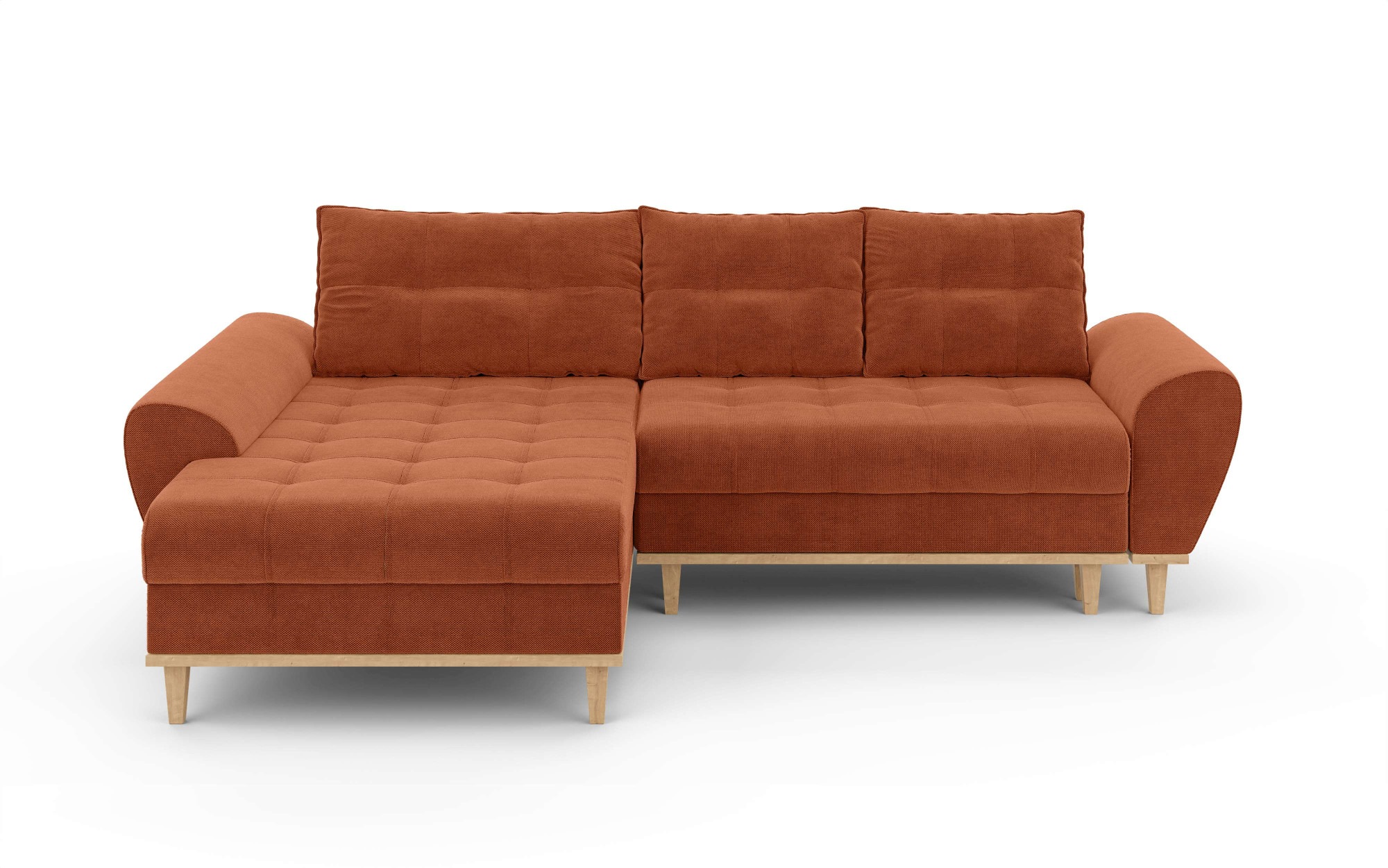 Home affaire Ecksofa »Ahrdorf mit Bettfunktion und Bettkasten, Maße: B/H/T 268/86/175 cm«, L-Form mit 3 Rückenkissen und moderne gerundete Armlehnen